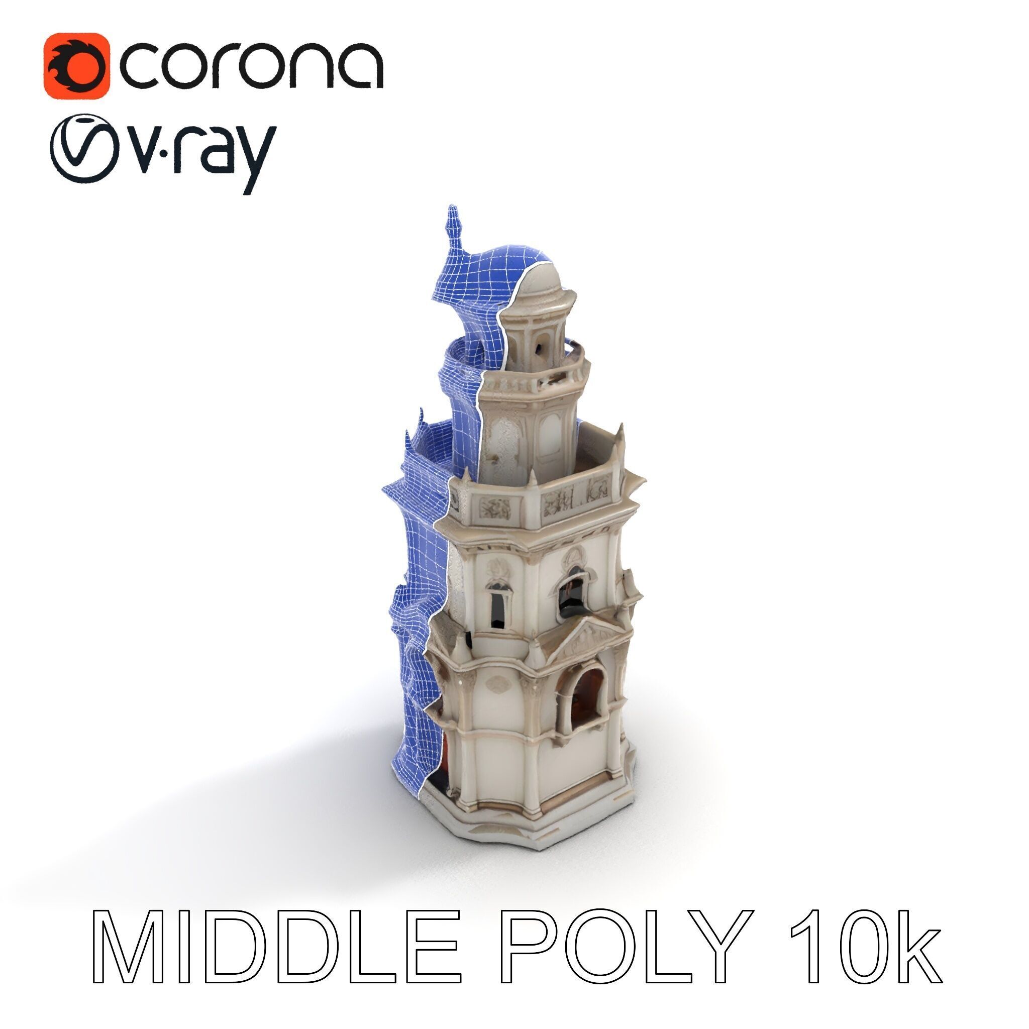 Ornate Architectural Tower Model Pack Low-poly 3D model_27