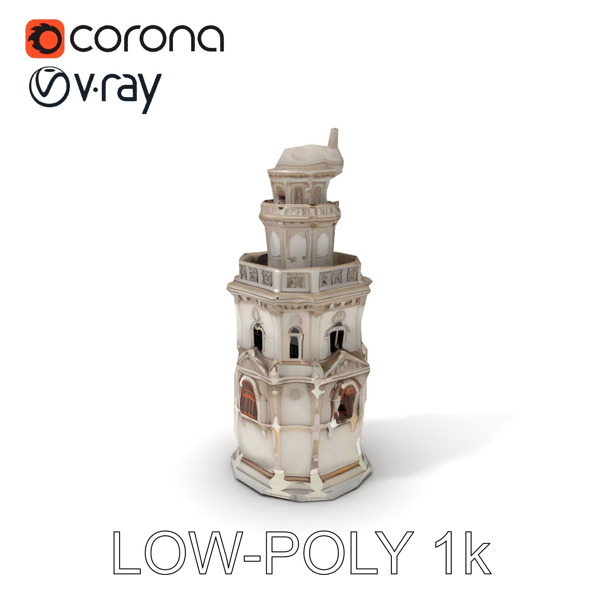 Ornate Architectural Tower Model Pack Low-poly 3D model_22