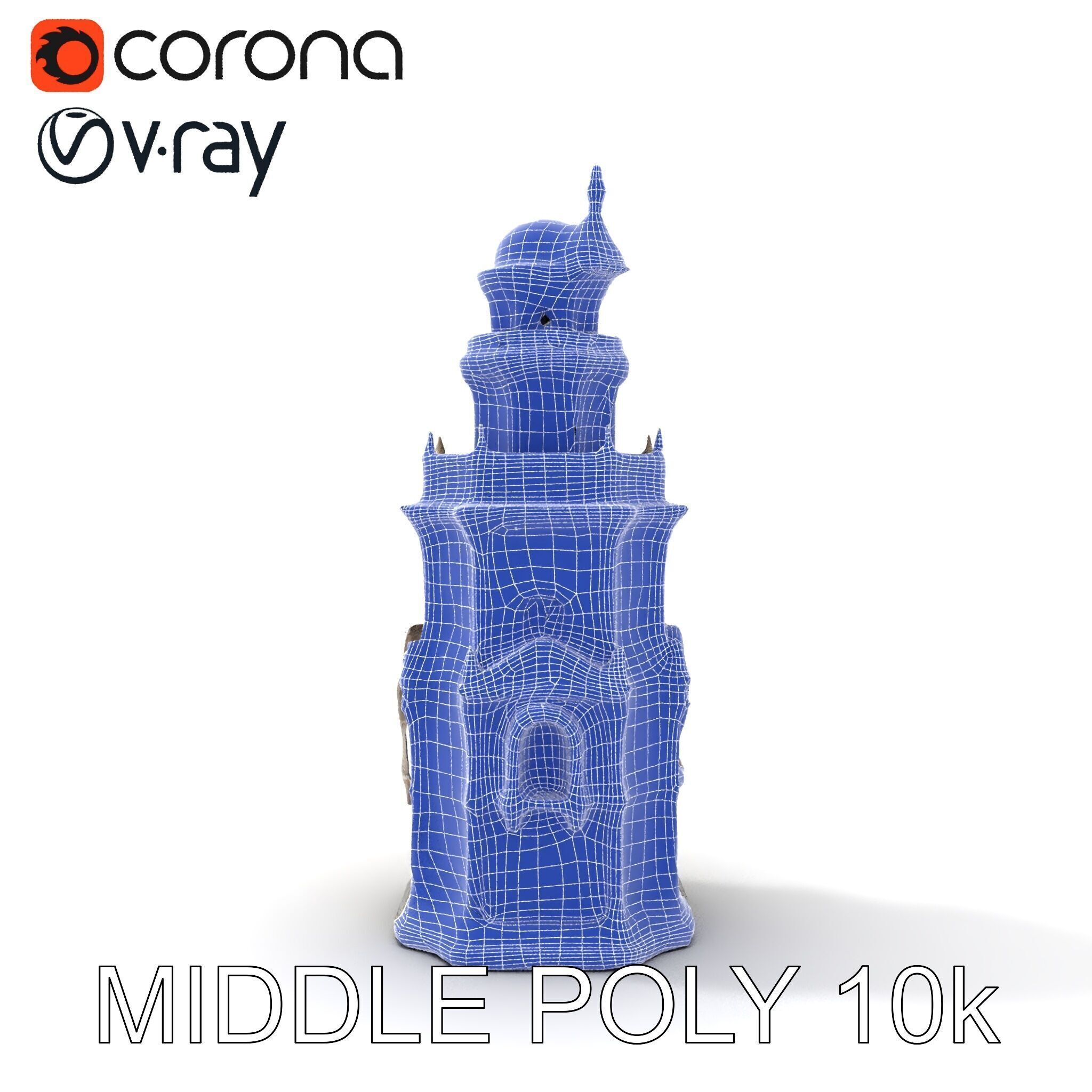 Ornate Architectural Tower Model Pack Low-poly 3D model_30