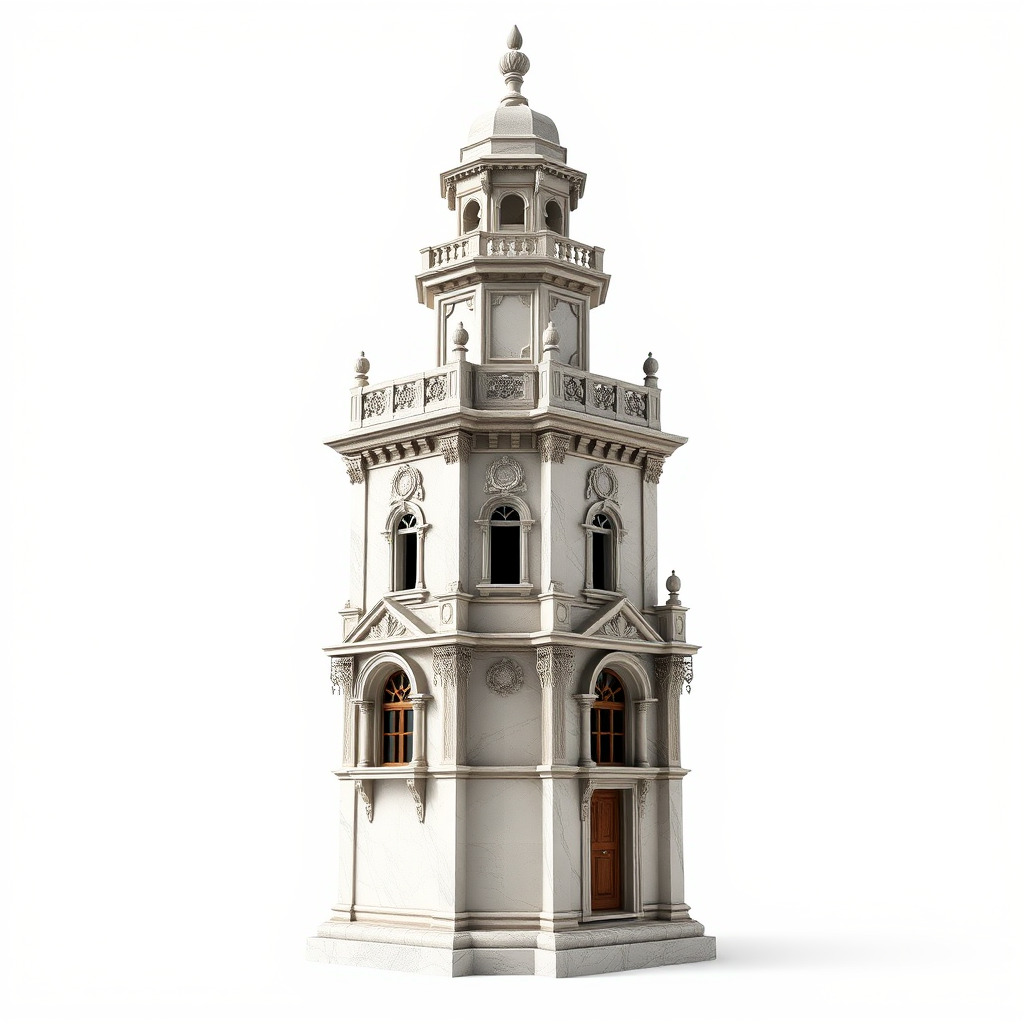 Ornate Architectural Tower Model Pack Low-poly 3D model_4