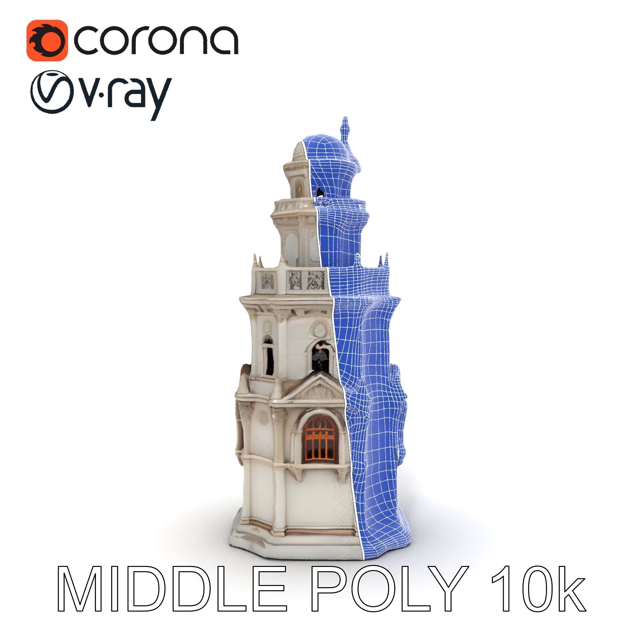 Ornate Architectural Tower Model Pack Low-poly 3D model_21