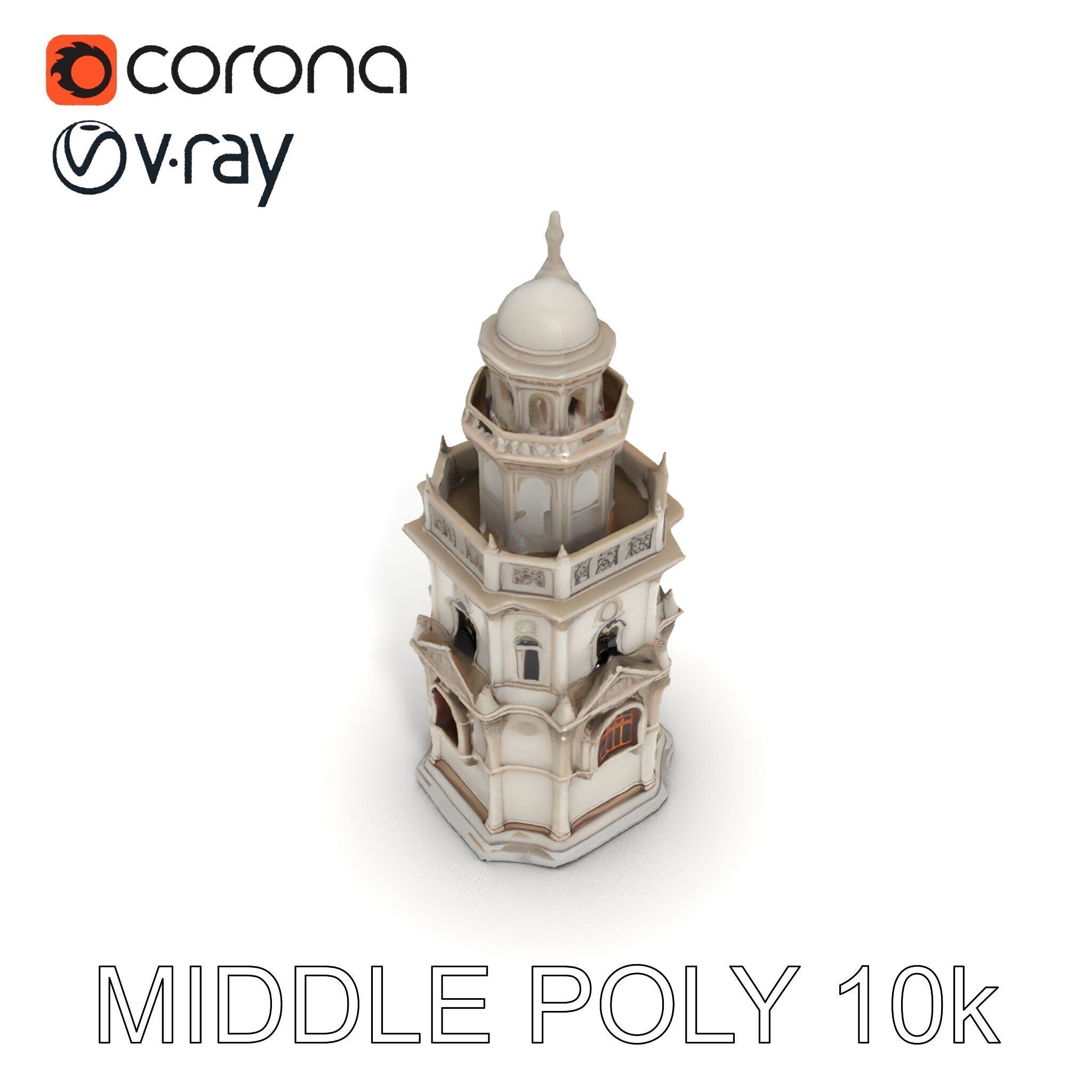 Ornate Architectural Tower Model Pack Low-poly 3D model_18