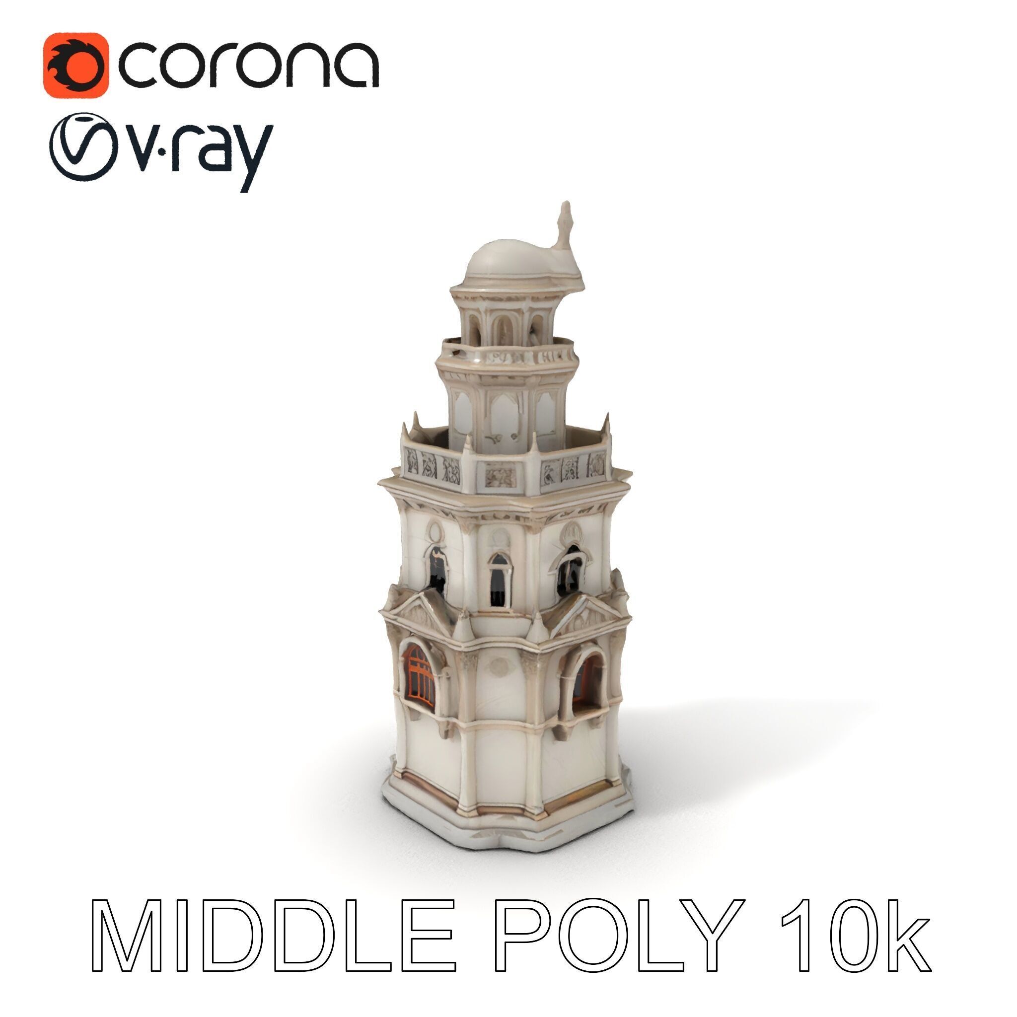 Ornate Architectural Tower Model Pack Low-poly 3D model_33