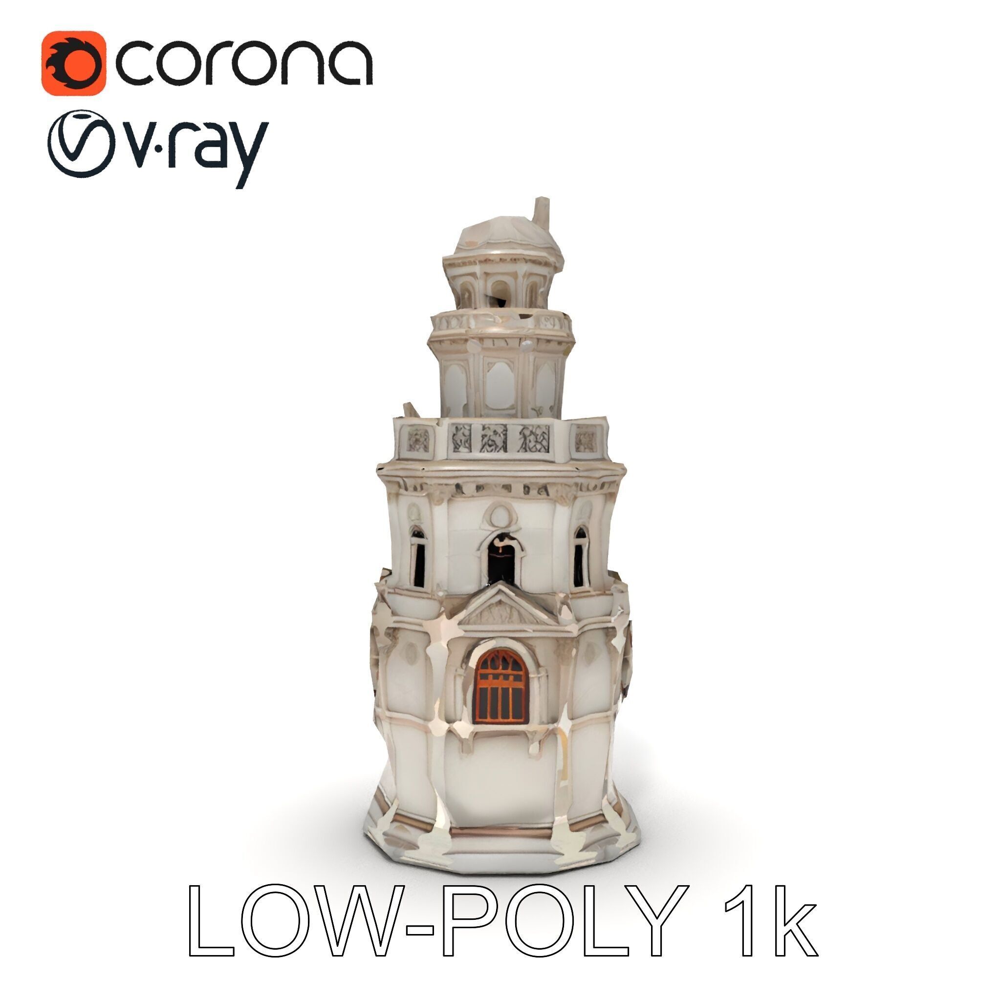 Ornate Architectural Tower Model Pack Low-poly 3D model_25