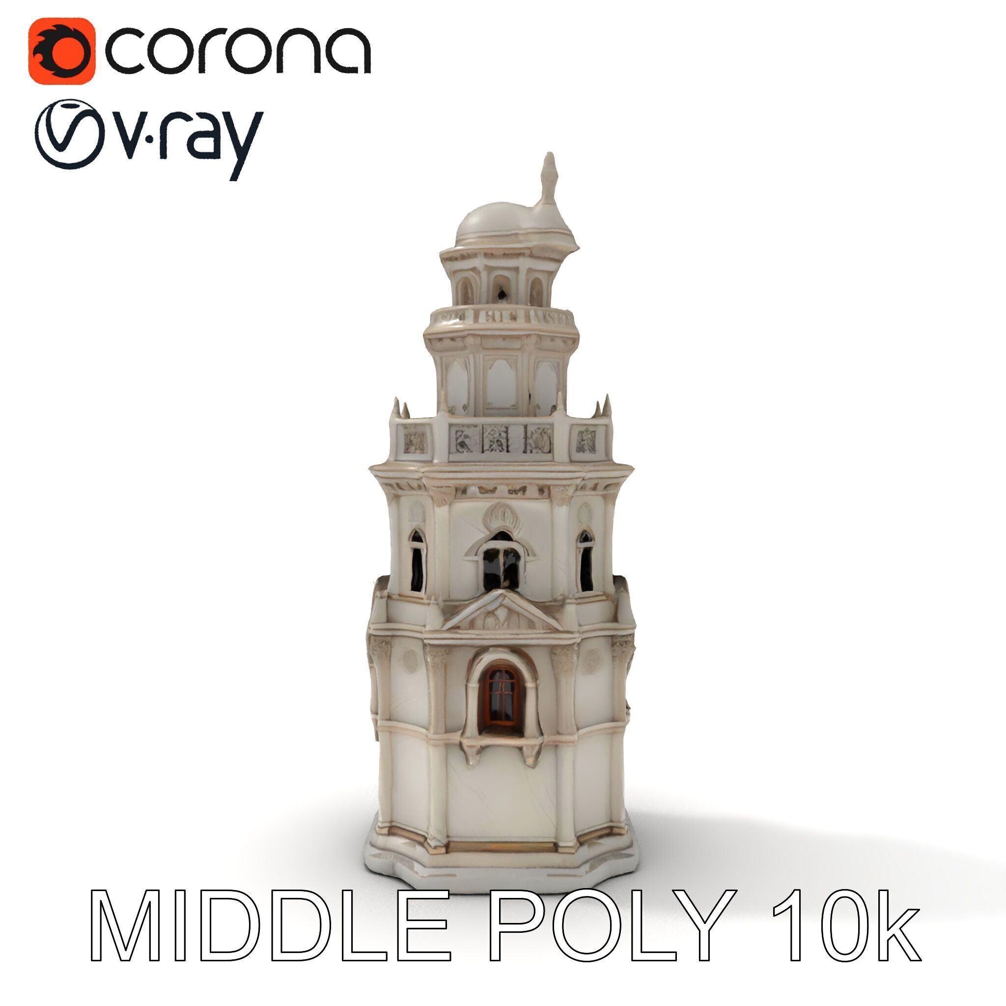 Ornate Architectural Tower Model Pack Low-poly 3D model_24