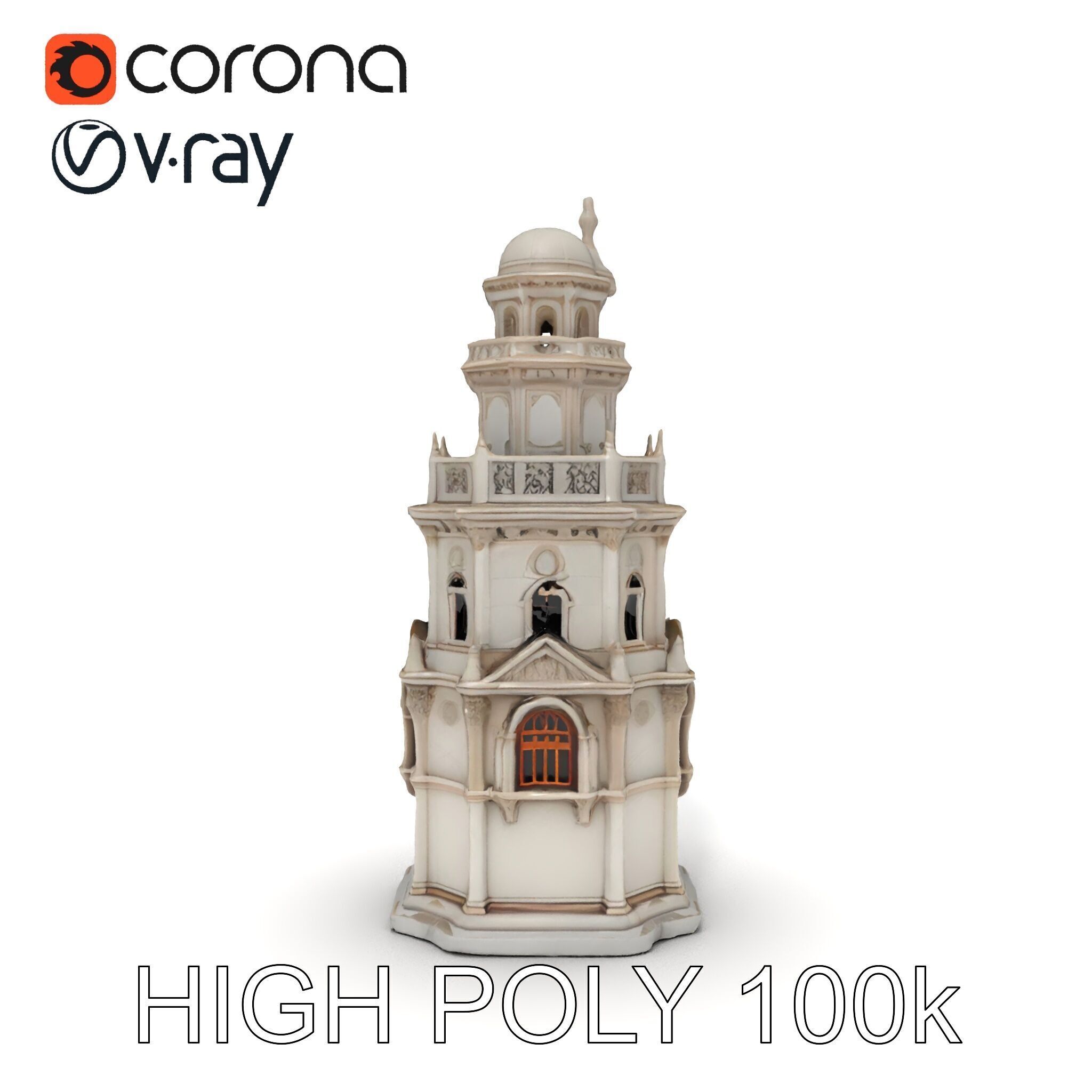 Ornate Architectural Tower Model Pack Low-poly 3D model_13