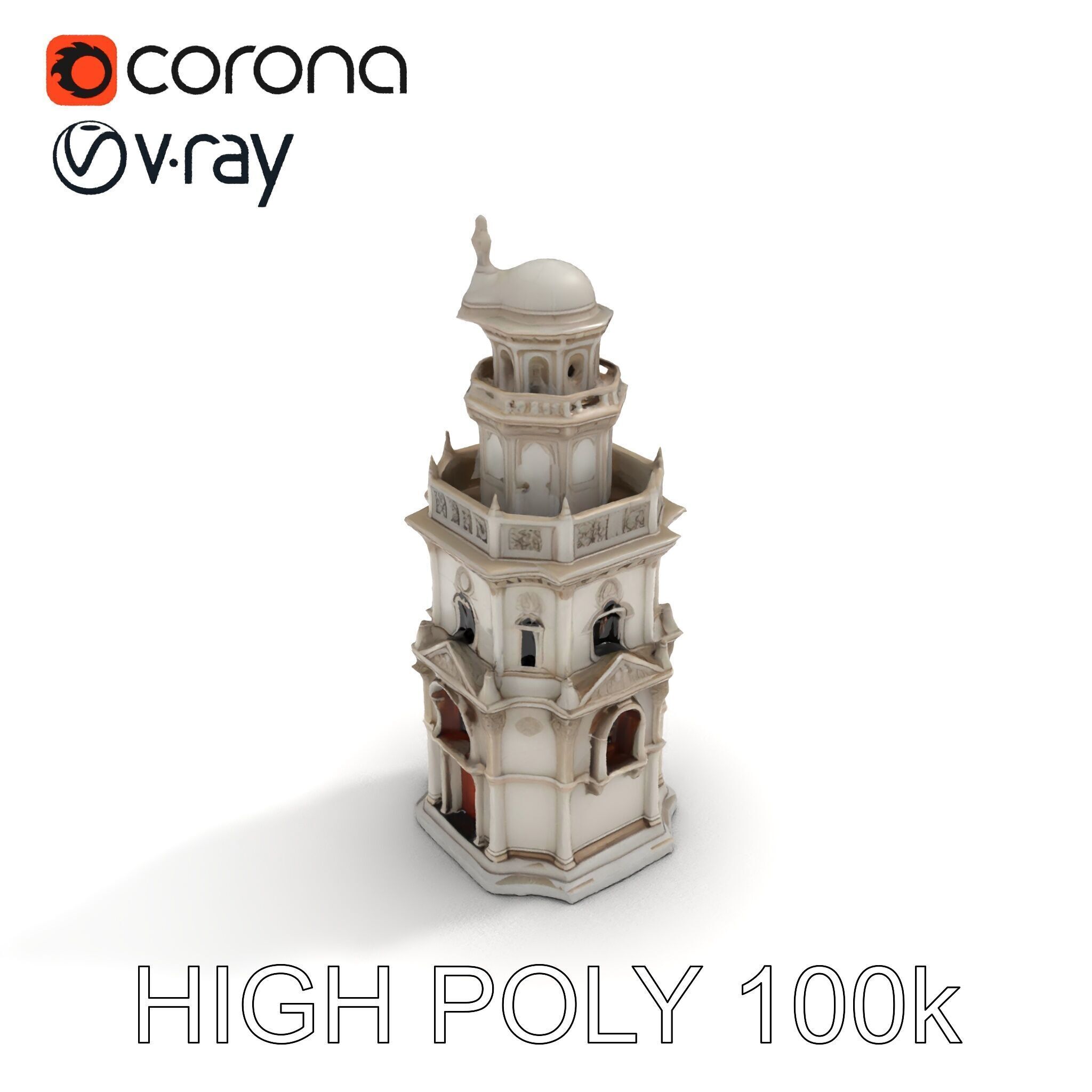 Ornate Architectural Tower Model Pack Low-poly 3D model_23