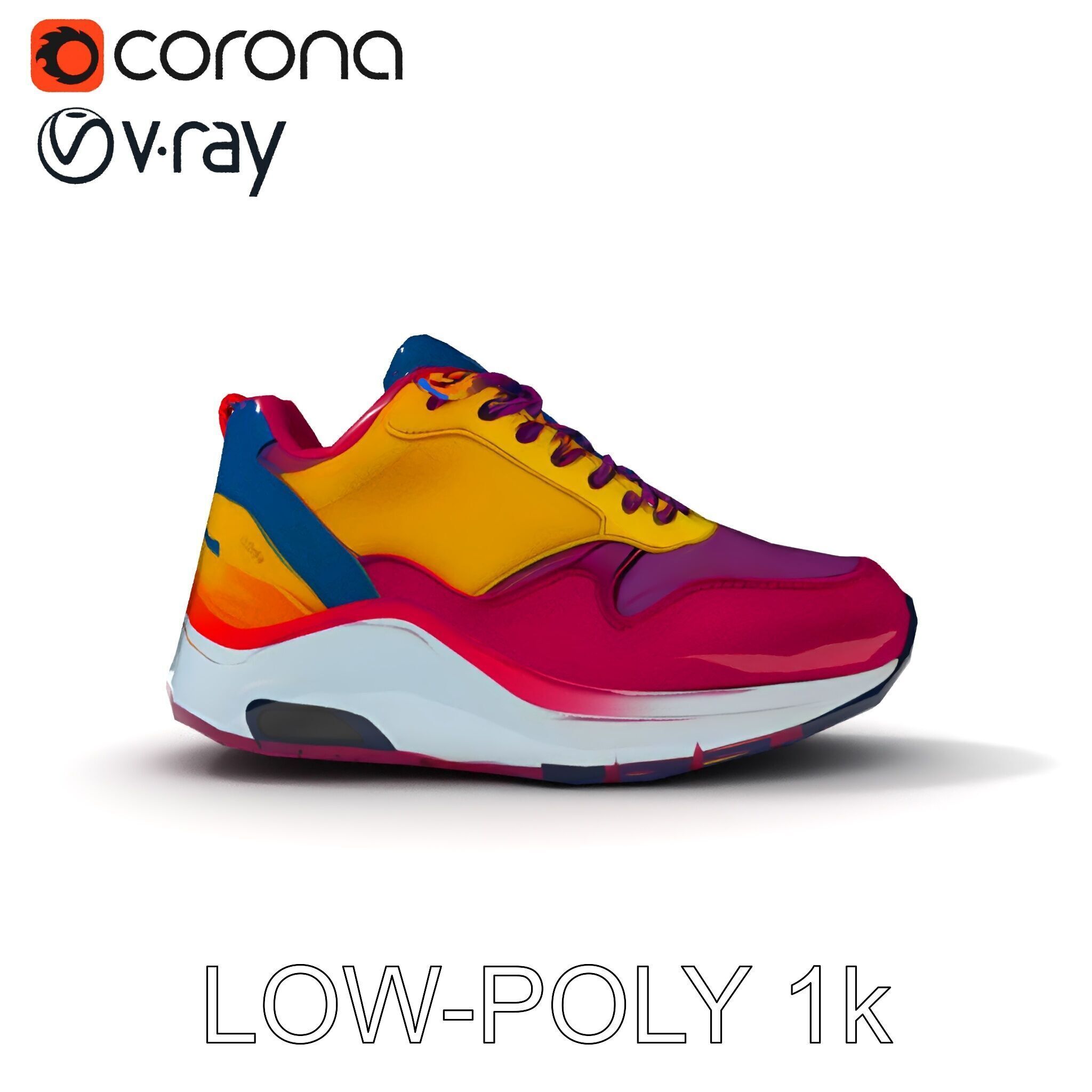 Vibrant Sneaker D Model Pack Low-poly 3D model_9