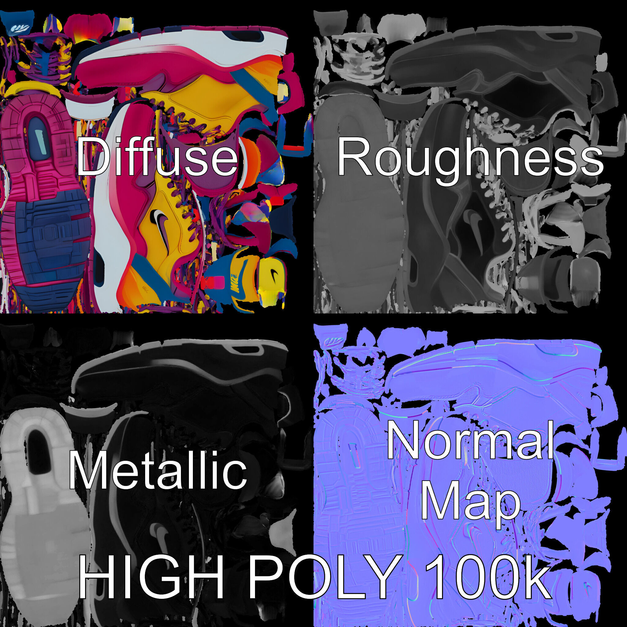 Vibrant Sneaker D Model Pack Low-poly 3D model_2