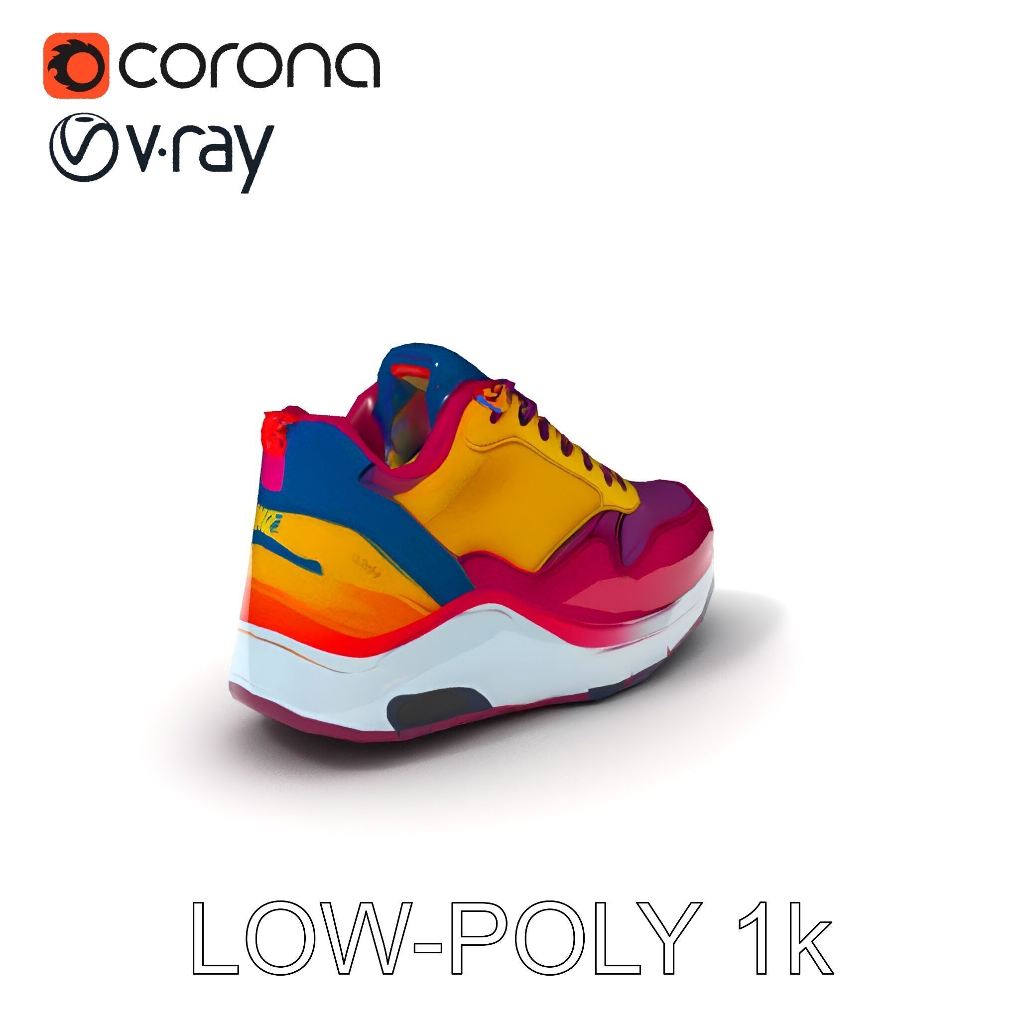 Vibrant Sneaker D Model Pack Low-poly 3D model_12