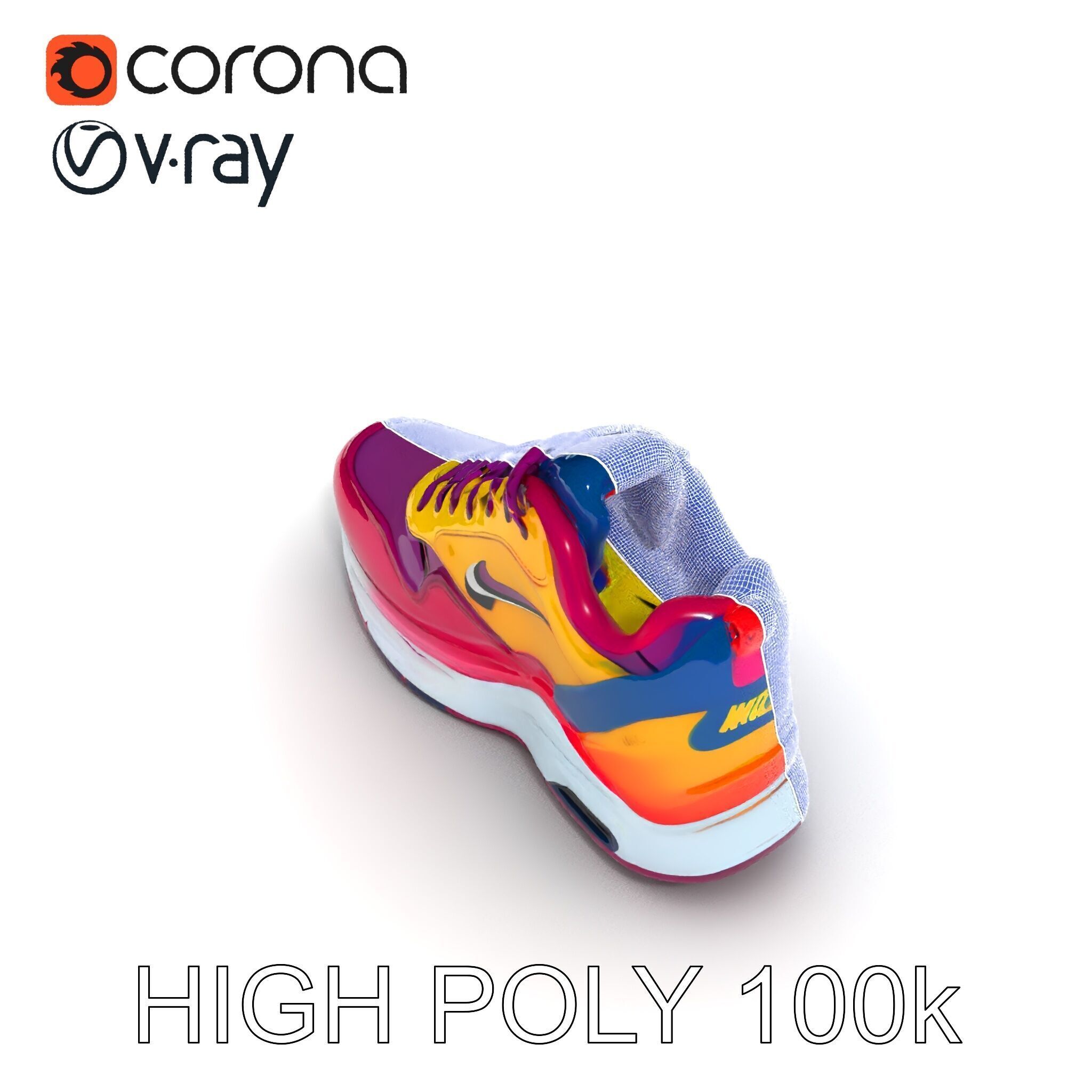 Vibrant Sneaker D Model Pack Low-poly 3D model_13
