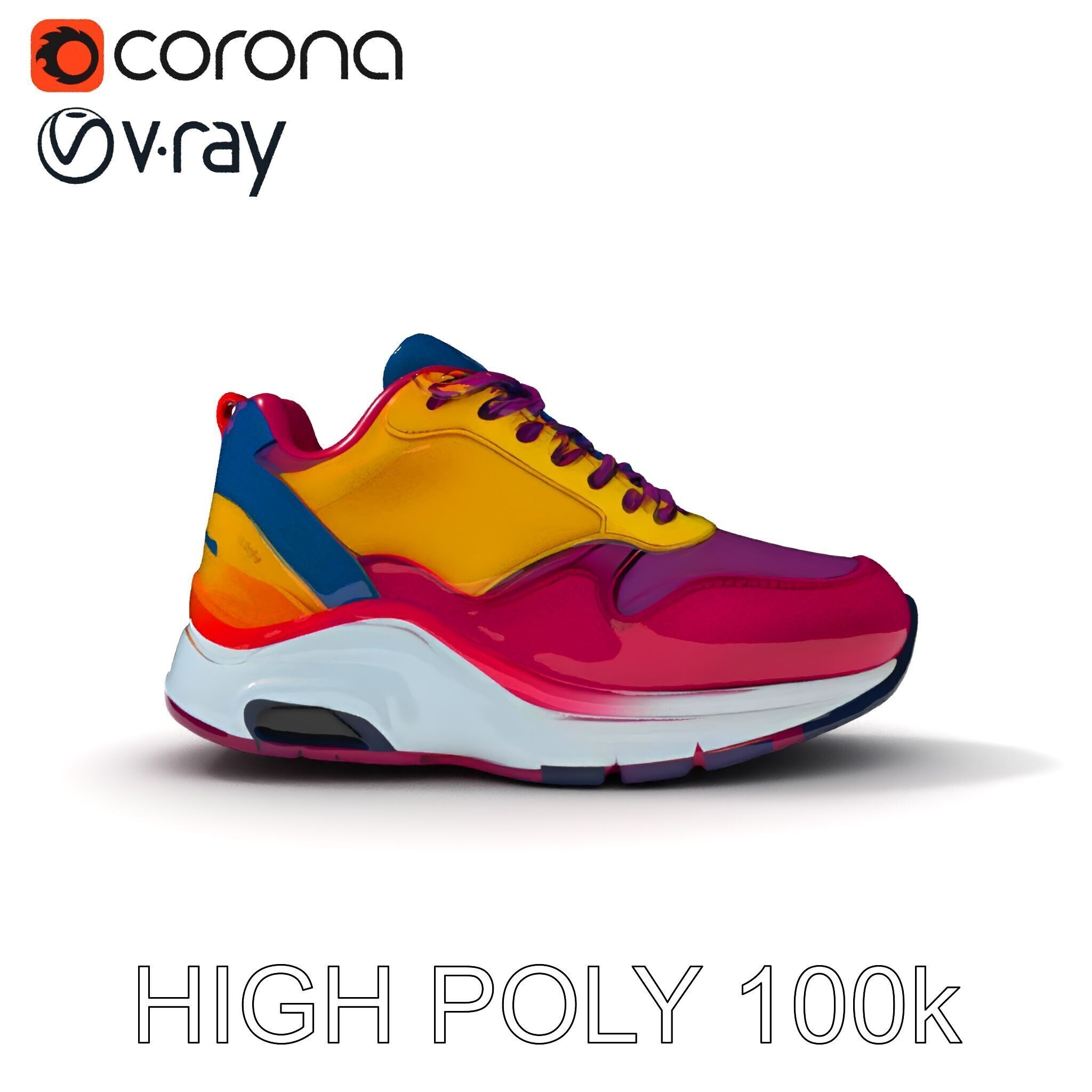 Vibrant Sneaker D Model Pack Low-poly 3D model_35