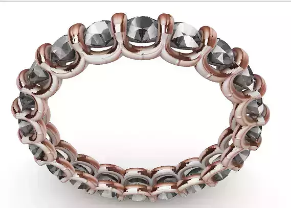 Round Diamond U-Prong Set Eternity Wedding Band 