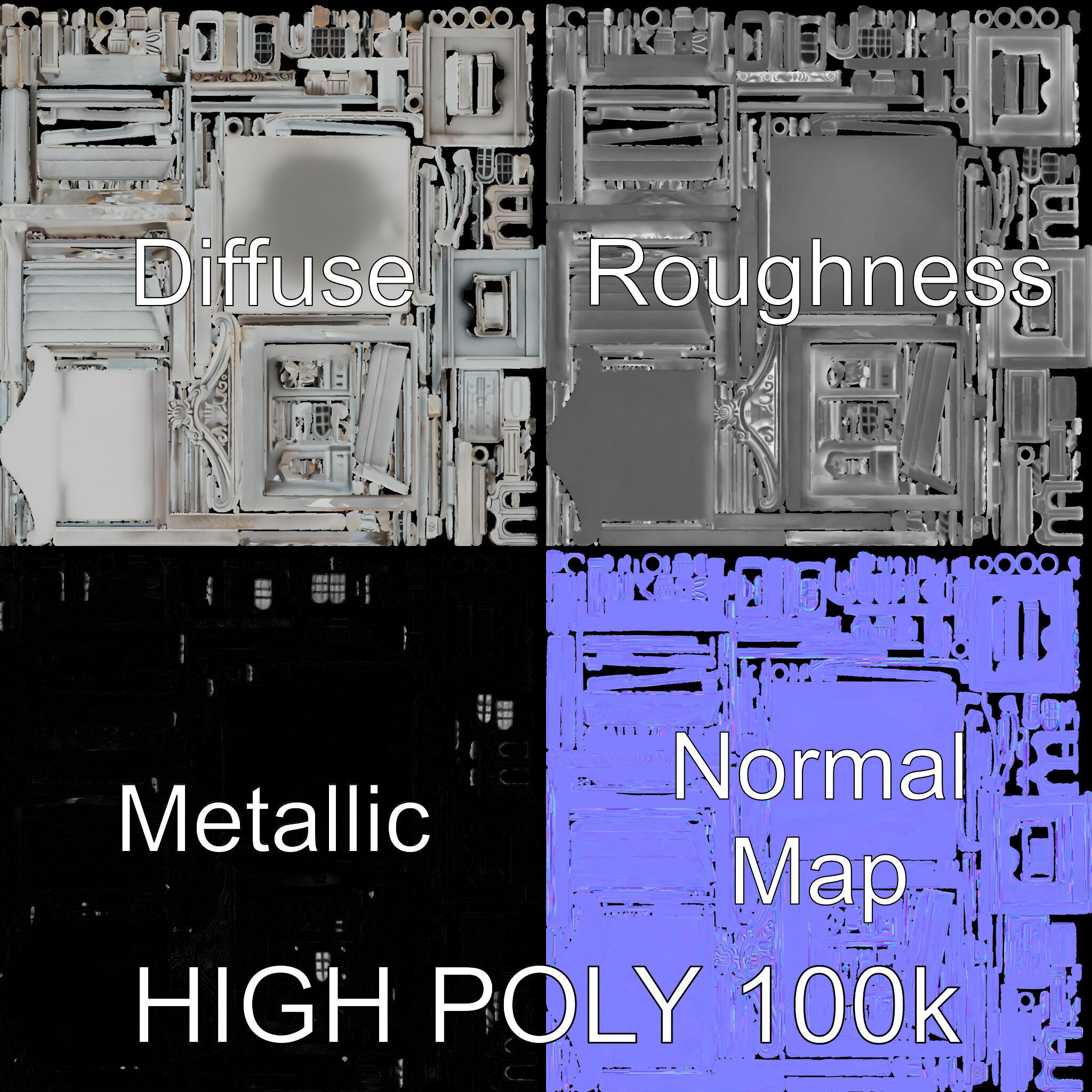 Ornate Pavilion Architectural Model Pack Low-poly 3D model_2