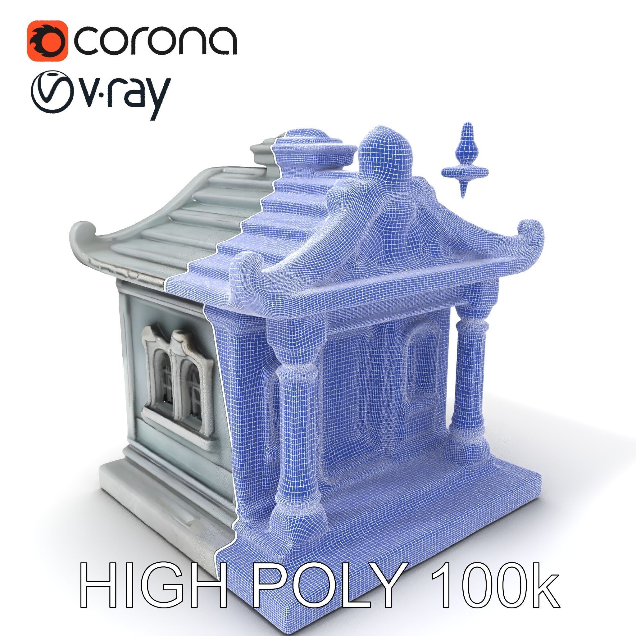 Ornate Pavilion Architectural Model Pack Low-poly 3D model_3