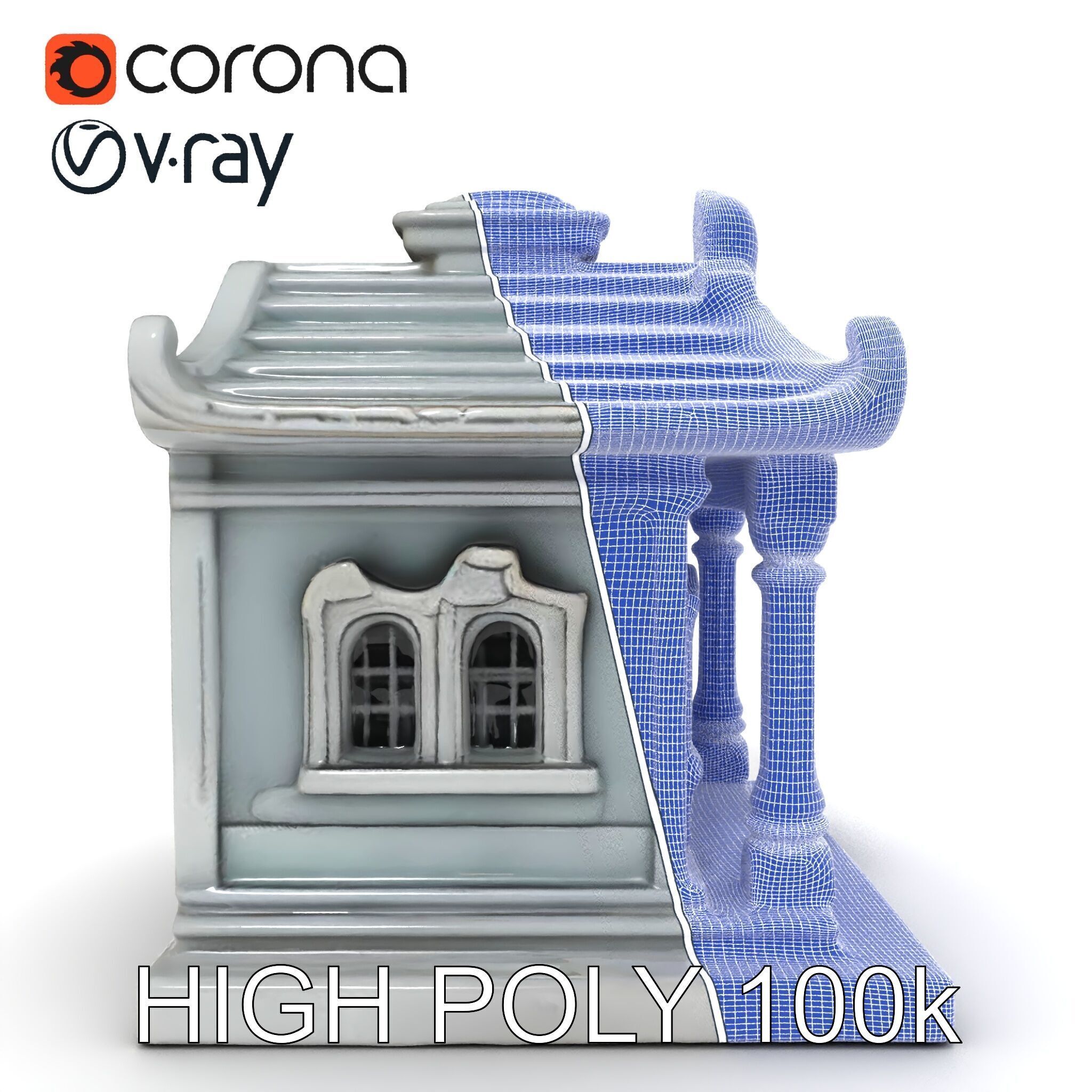 Ornate Pavilion Architectural Model Pack Low-poly 3D model_12