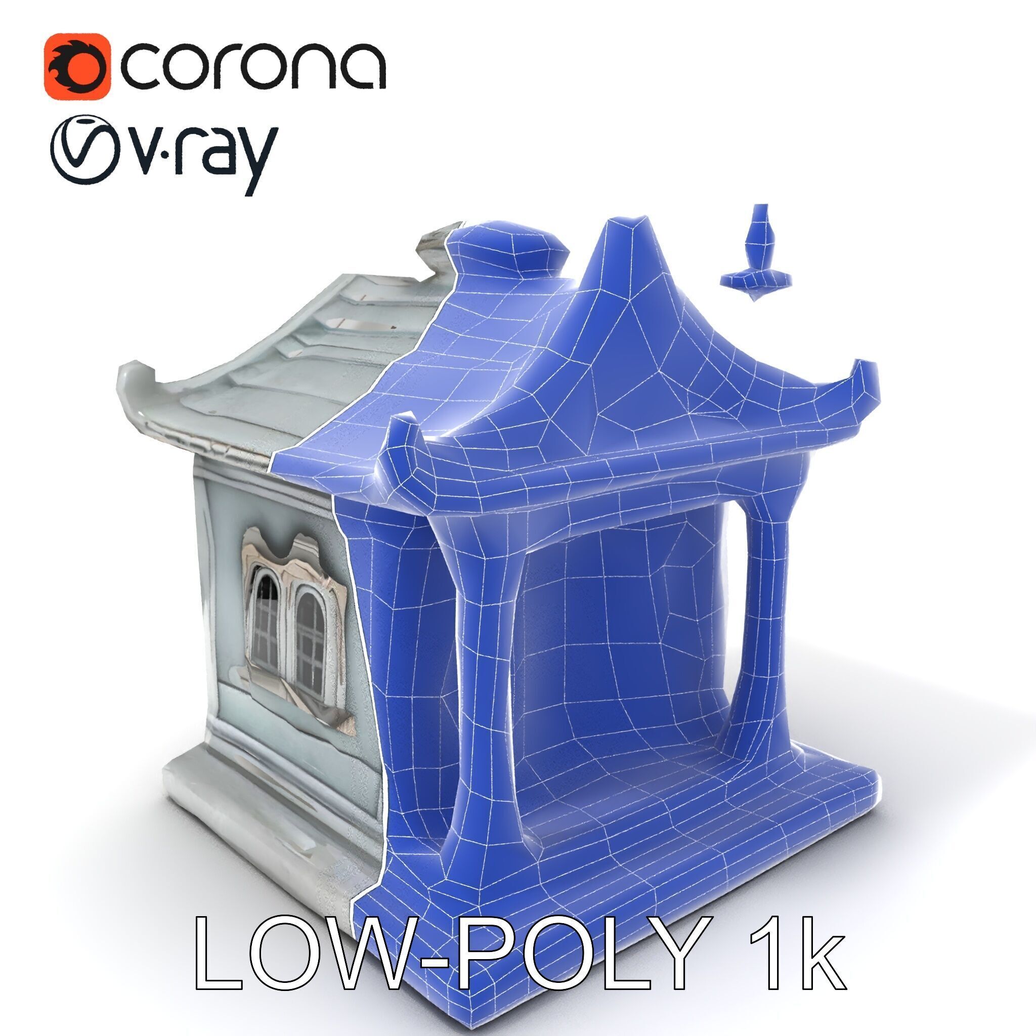 Ornate Pavilion Architectural Model Pack Low-poly 3D model_9