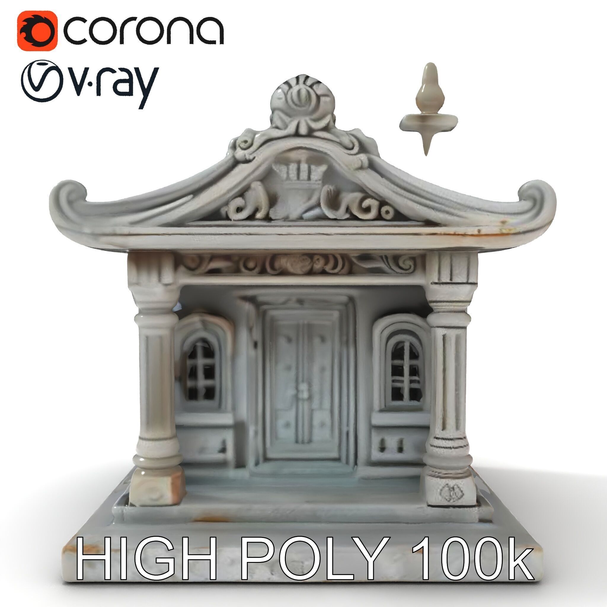 Ornate Pavilion Architectural Model Pack Low-poly 3D model_30