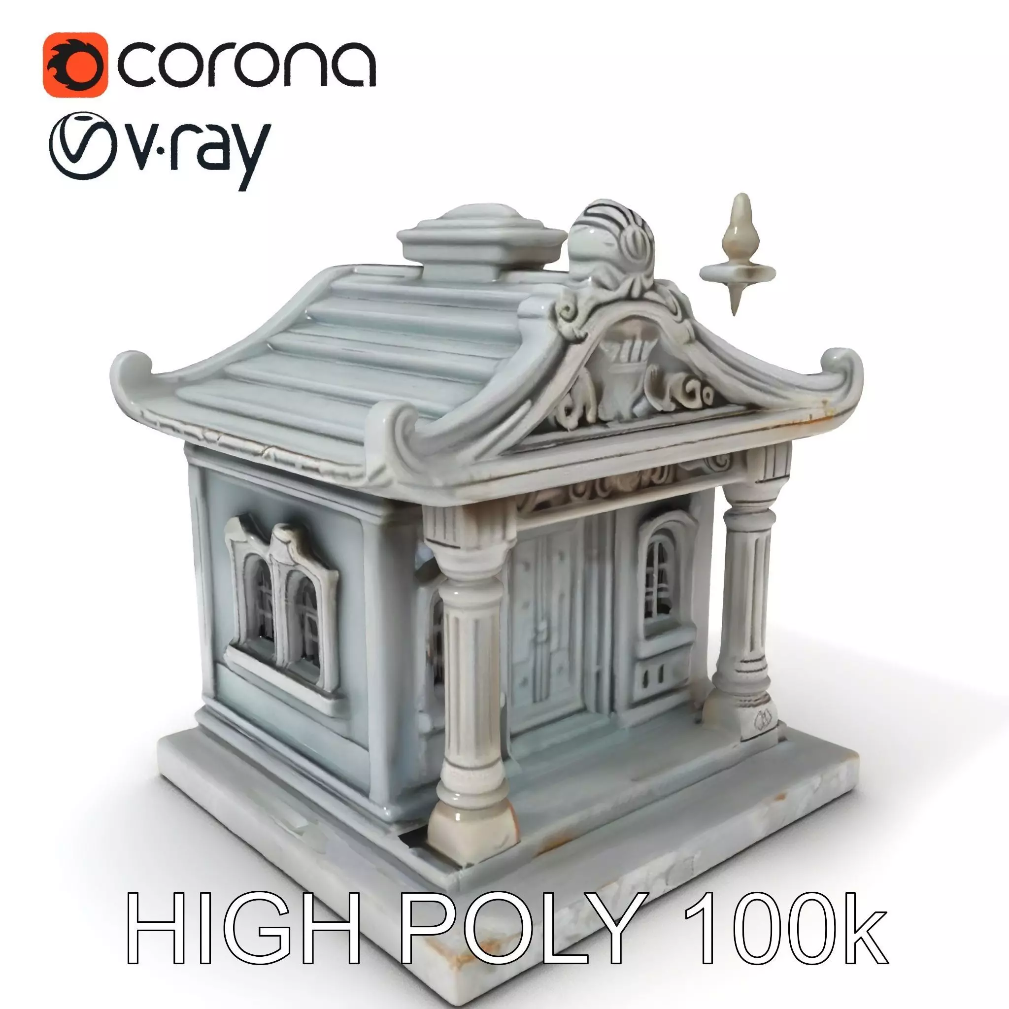Ornate Pavilion Architectural Model Pack Low-poly 3D model_0
