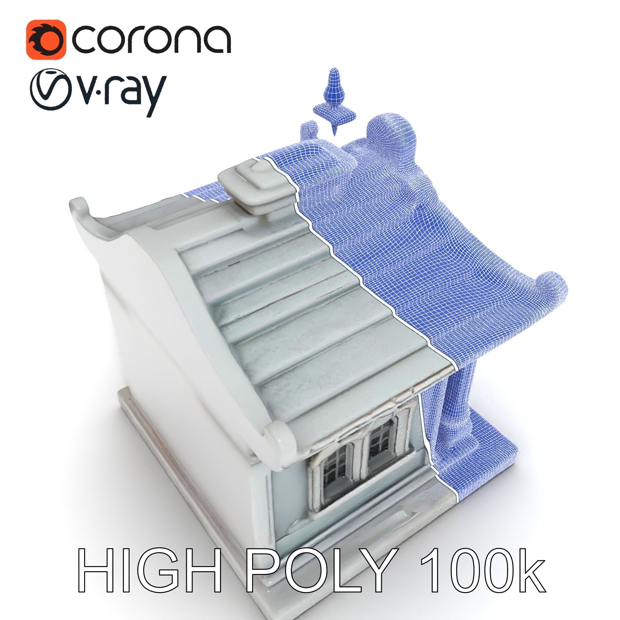 Ornate Pavilion Architectural Model Pack Low-poly 3D model_35