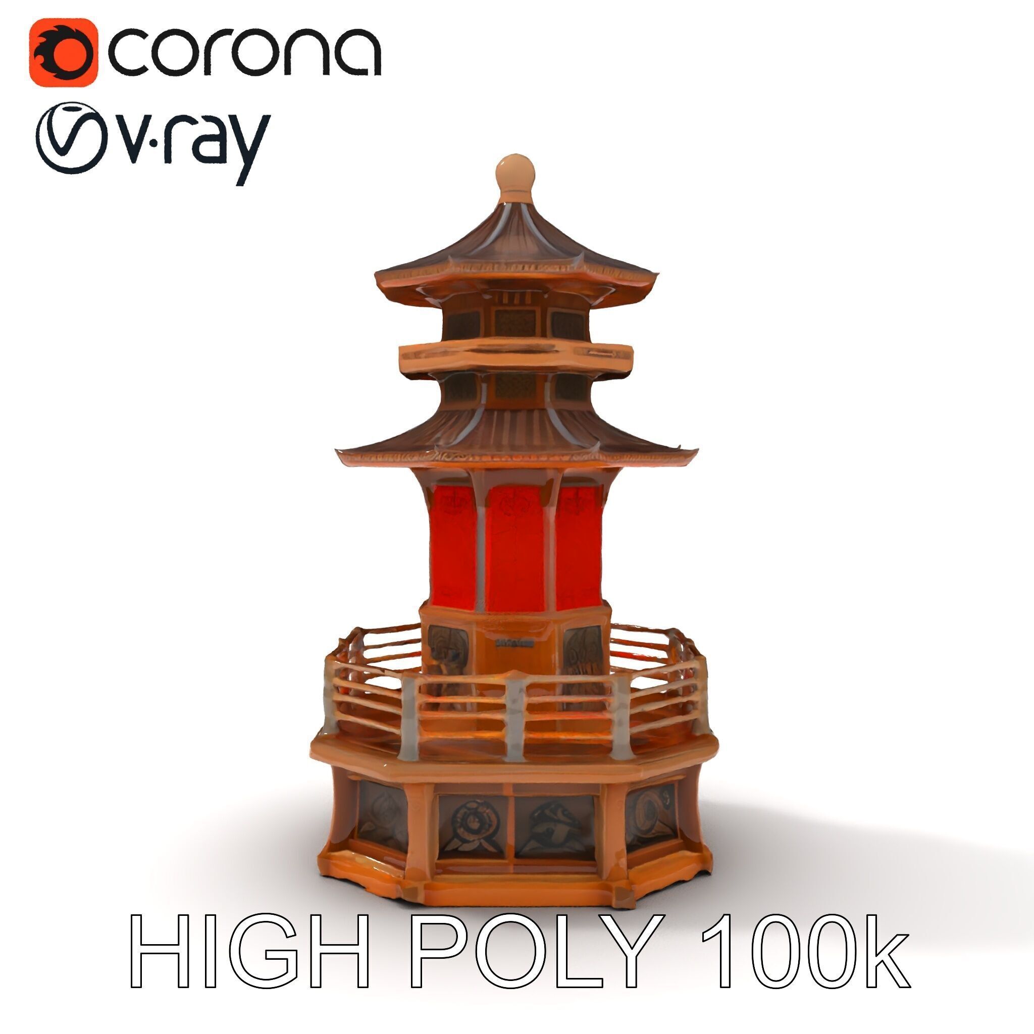 Traditional Pagoda Model Pack for Architectural Visualization Low-poly 3D model_31
