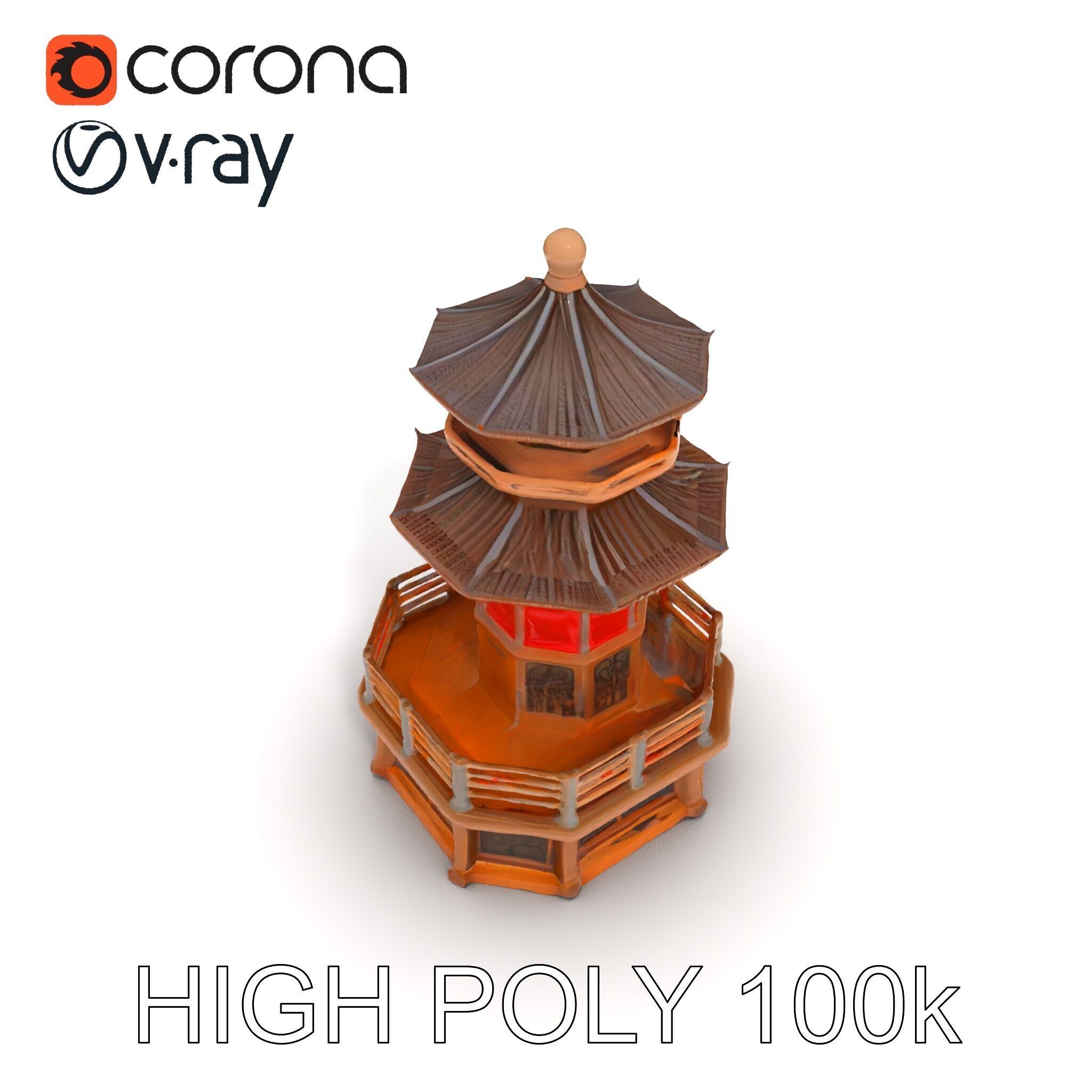 Traditional Pagoda Model Pack for Architectural Visualization Low-poly 3D model_23