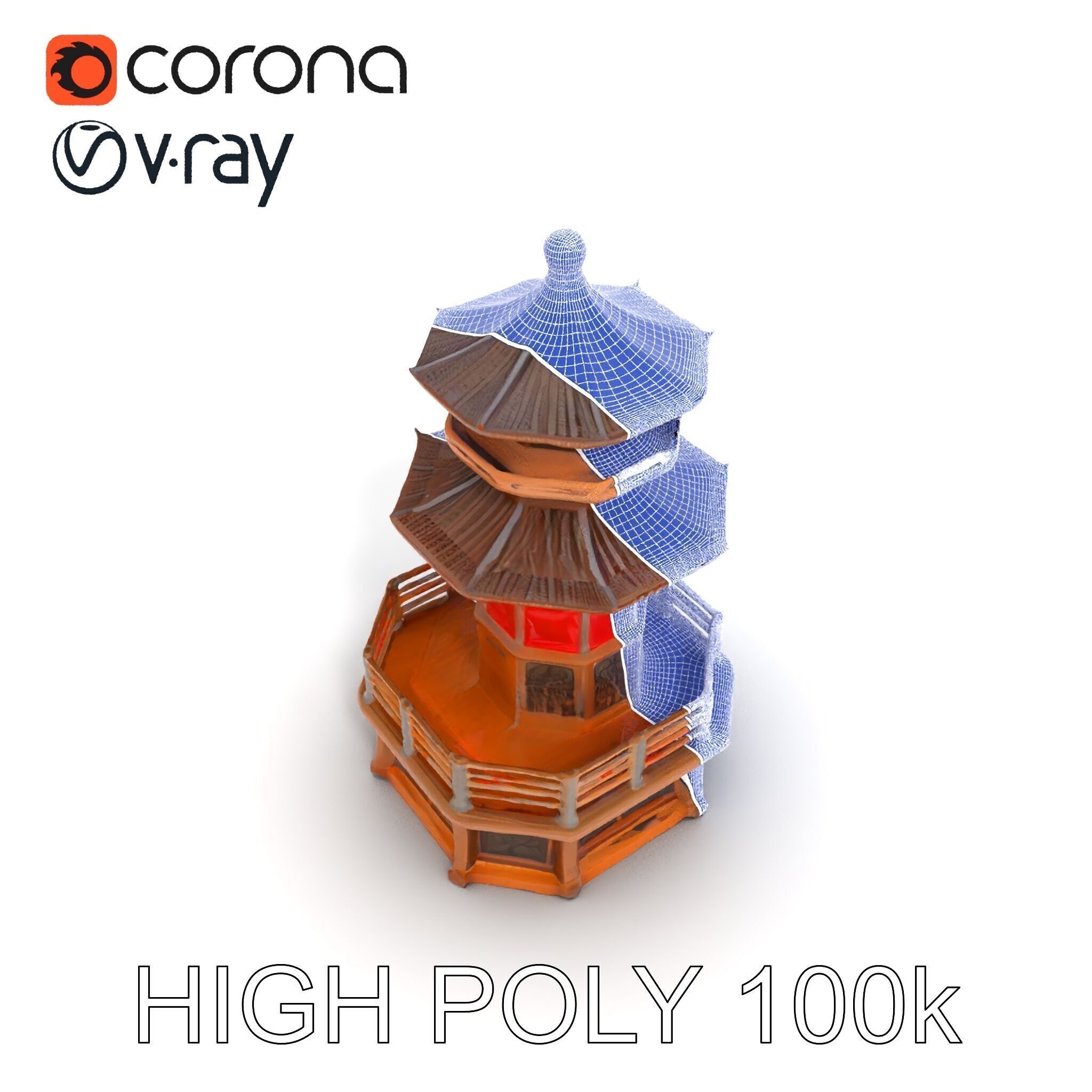 Traditional Pagoda Model Pack for Architectural Visualization Low-poly 3D model_26