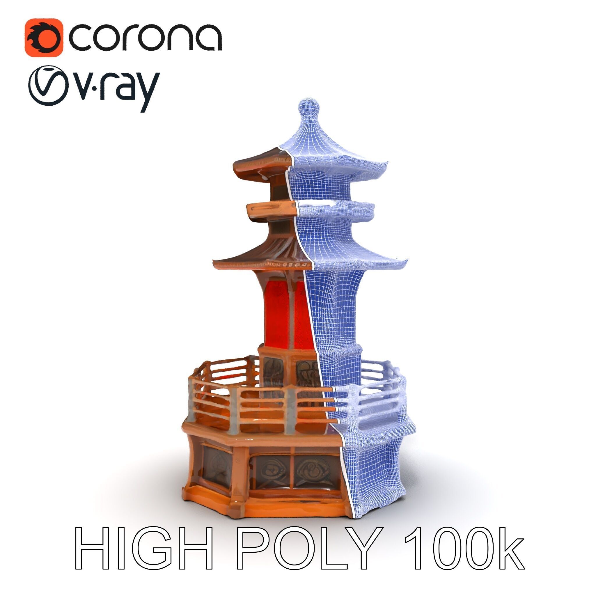 Traditional Pagoda Model Pack for Architectural Visualization Low-poly 3D model_18