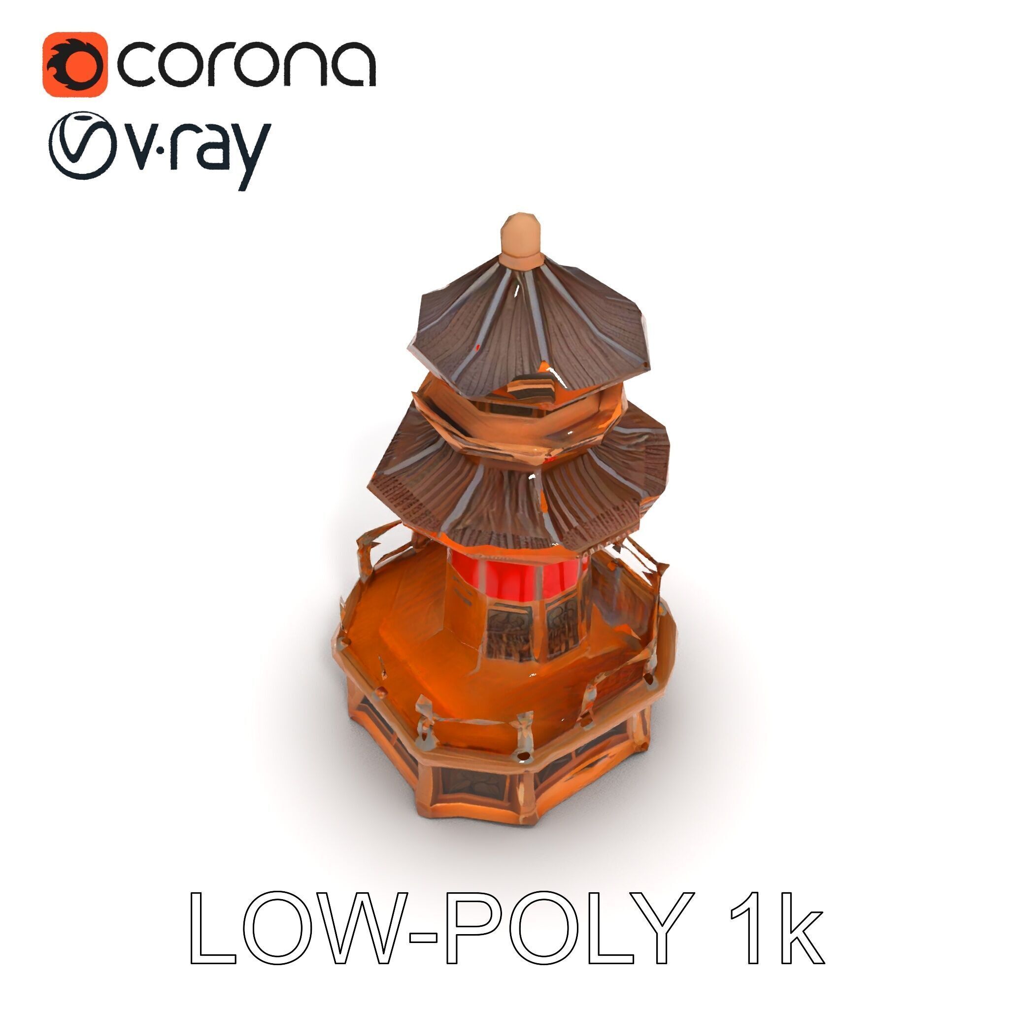 Traditional Pagoda Model Pack for Architectural Visualization Low-poly 3D model_17