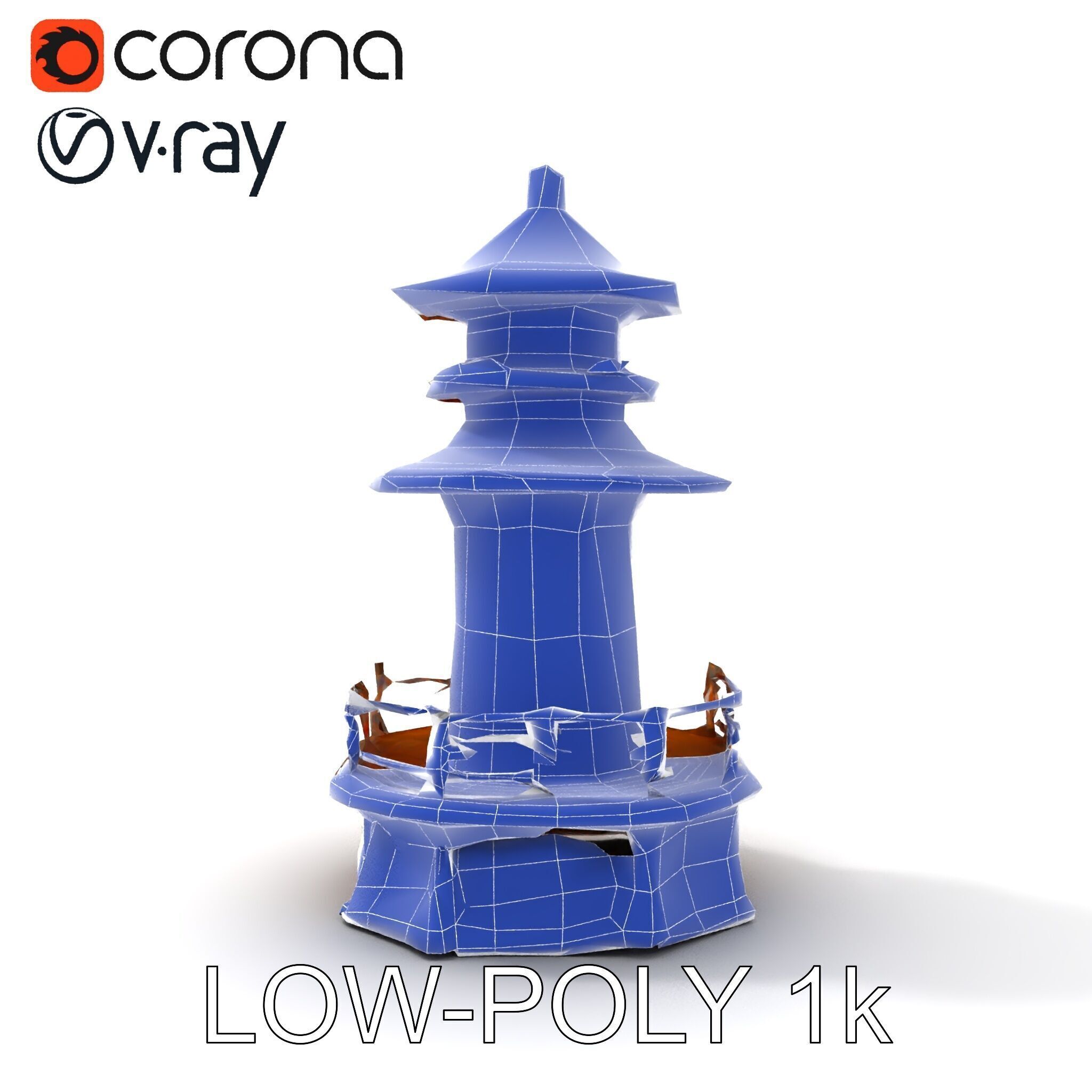 Traditional Pagoda Model Pack for Architectural Visualization Low-poly 3D model_9