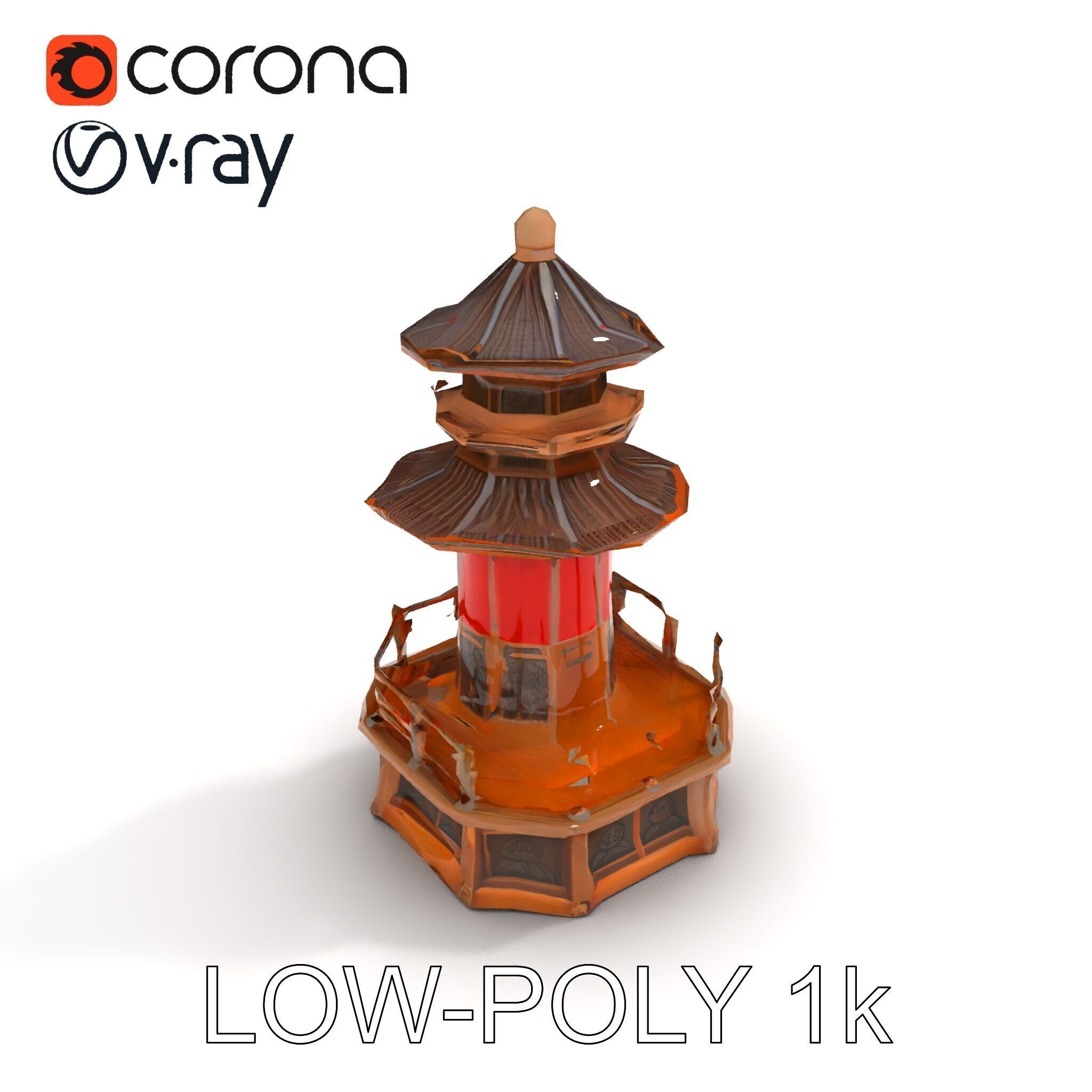 Traditional Pagoda Model Pack for Architectural Visualization Low-poly 3D model_28