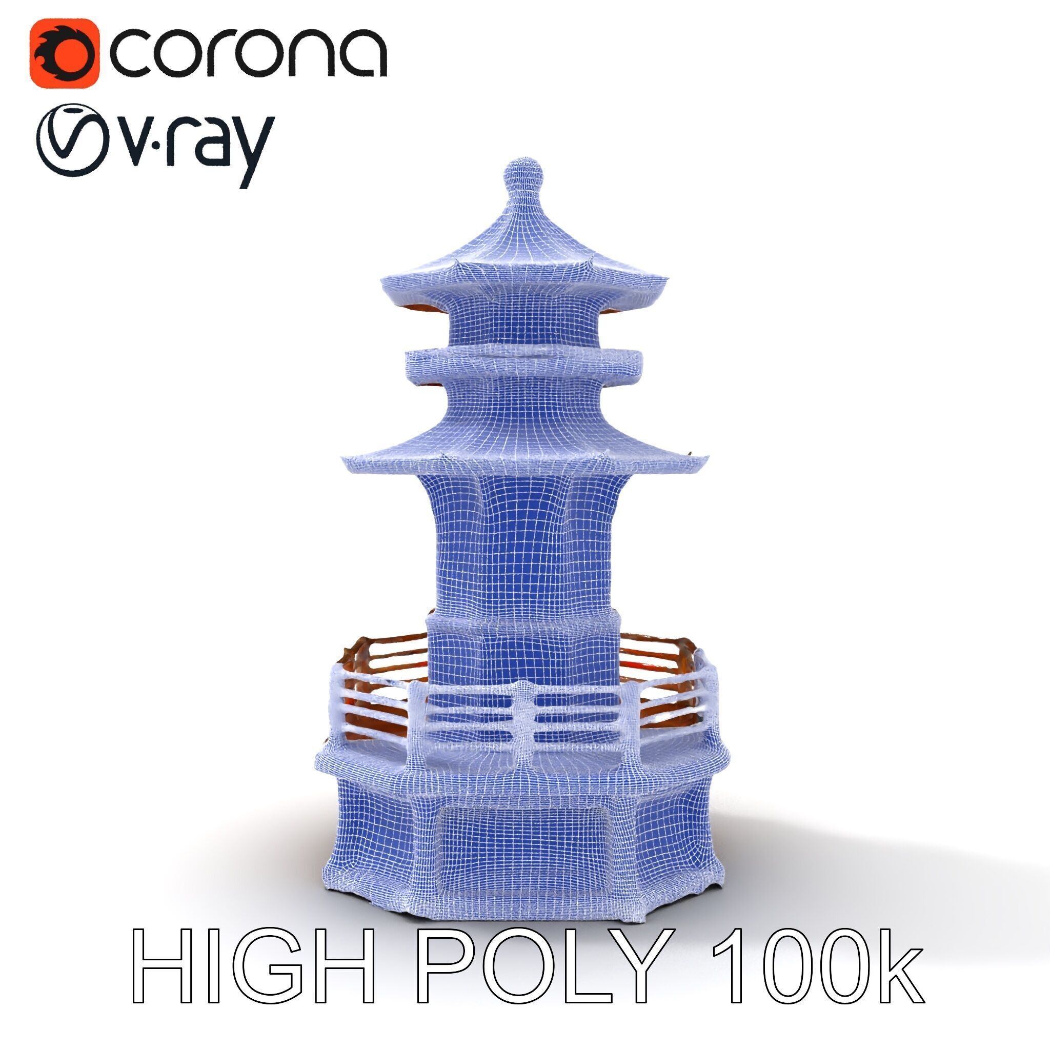 Traditional Pagoda Model Pack for Architectural Visualization Low-poly 3D model_35