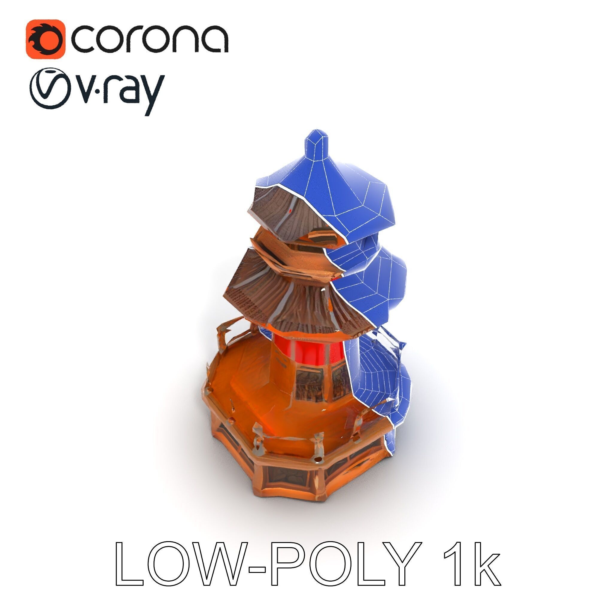 Traditional Pagoda Model Pack for Architectural Visualization Low-poly 3D model_25