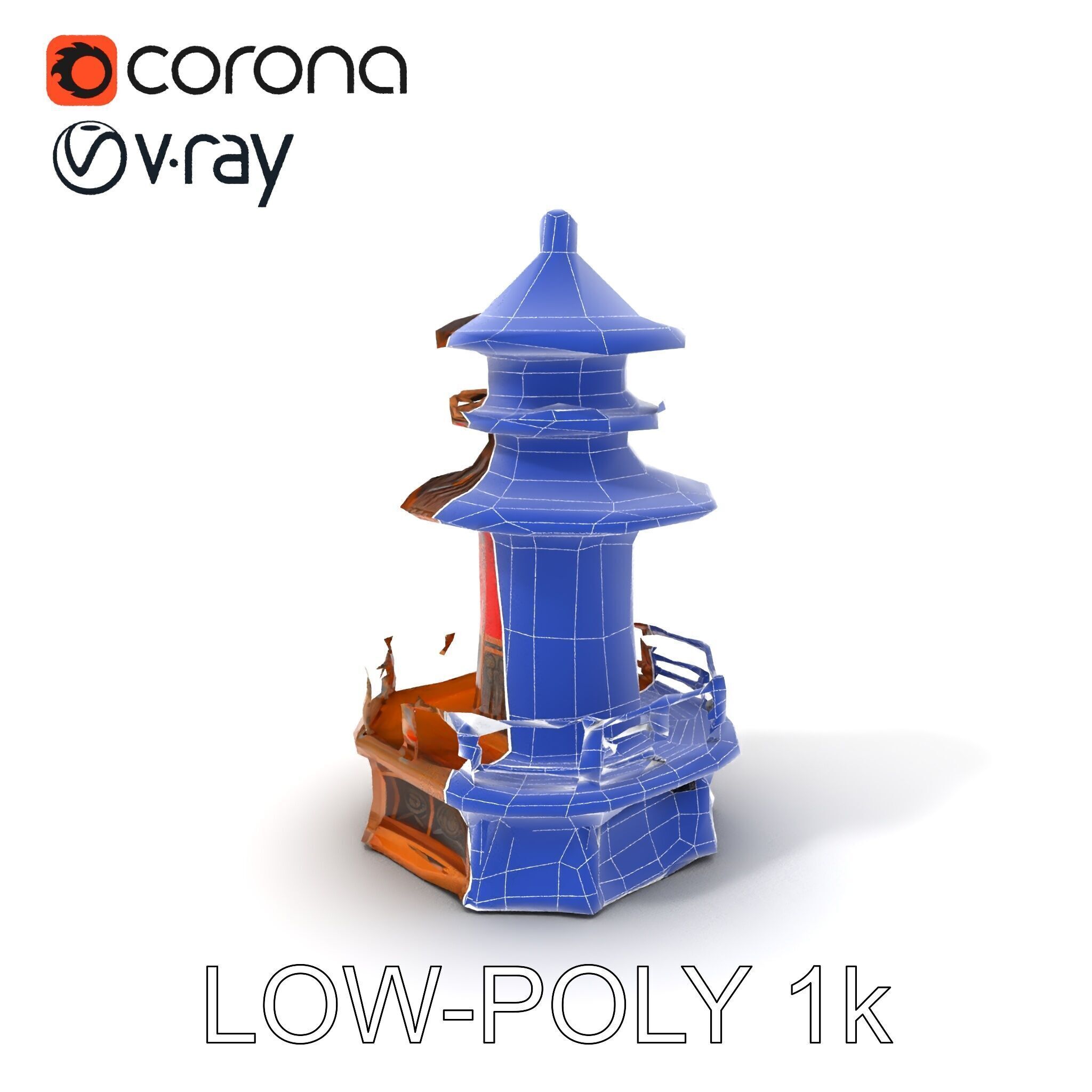 Traditional Pagoda Model Pack for Architectural Visualization Low-poly 3D model_22