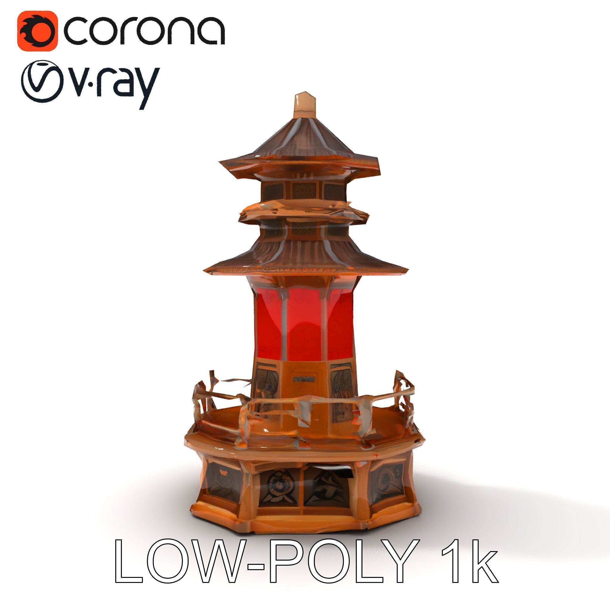 Traditional Pagoda Model Pack for Architectural Visualization Low-poly 3D model_7