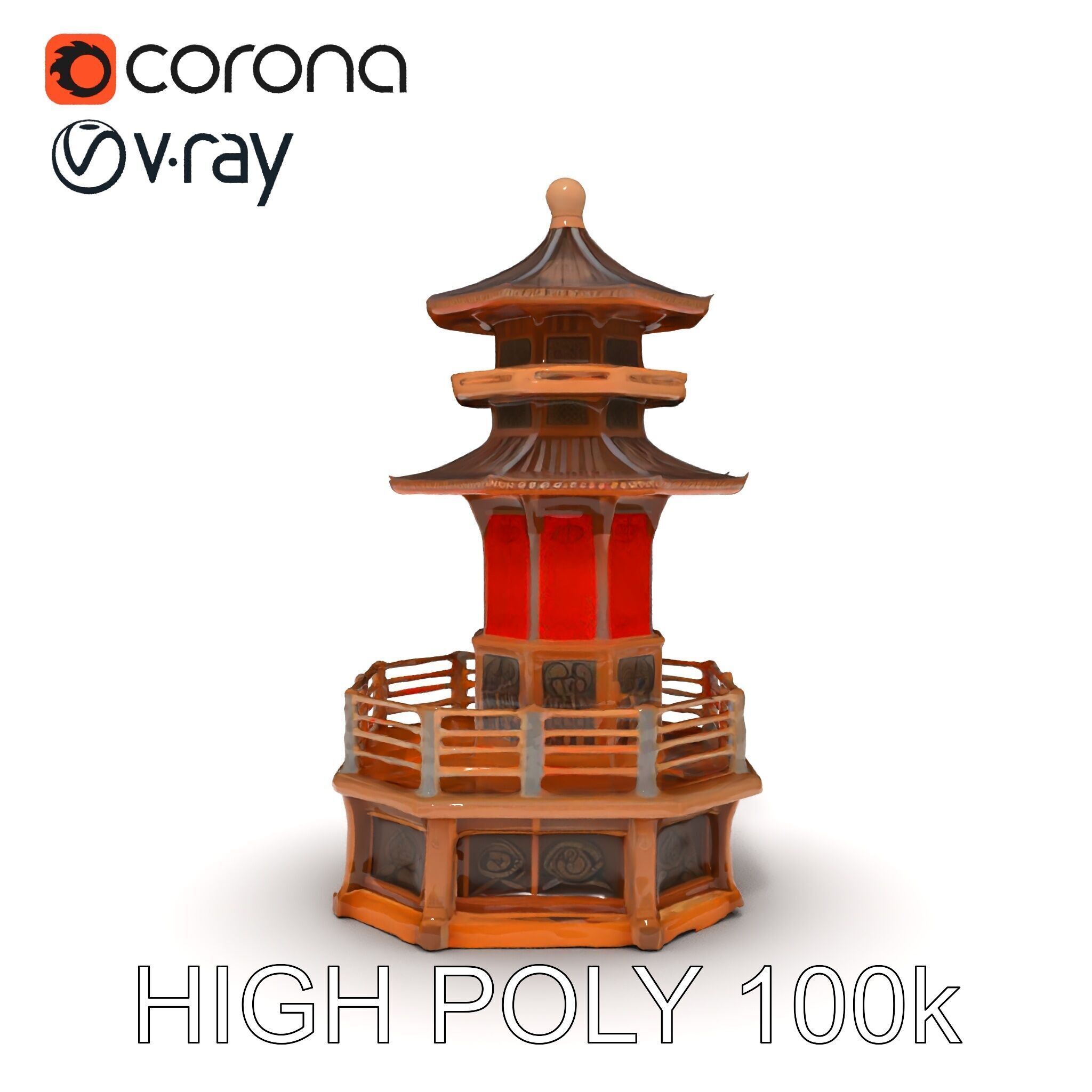 Traditional Pagoda Model Pack for Architectural Visualization Low-poly 3D model_34