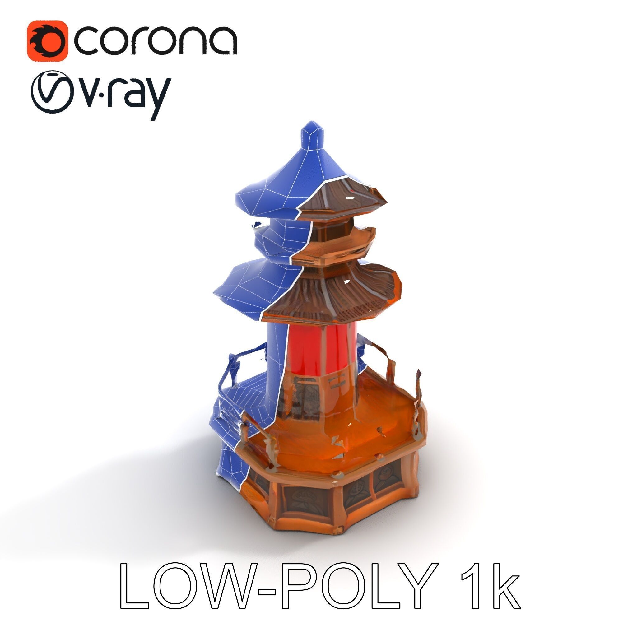 Traditional Pagoda Model Pack for Architectural Visualization Low-poly 3D model_33