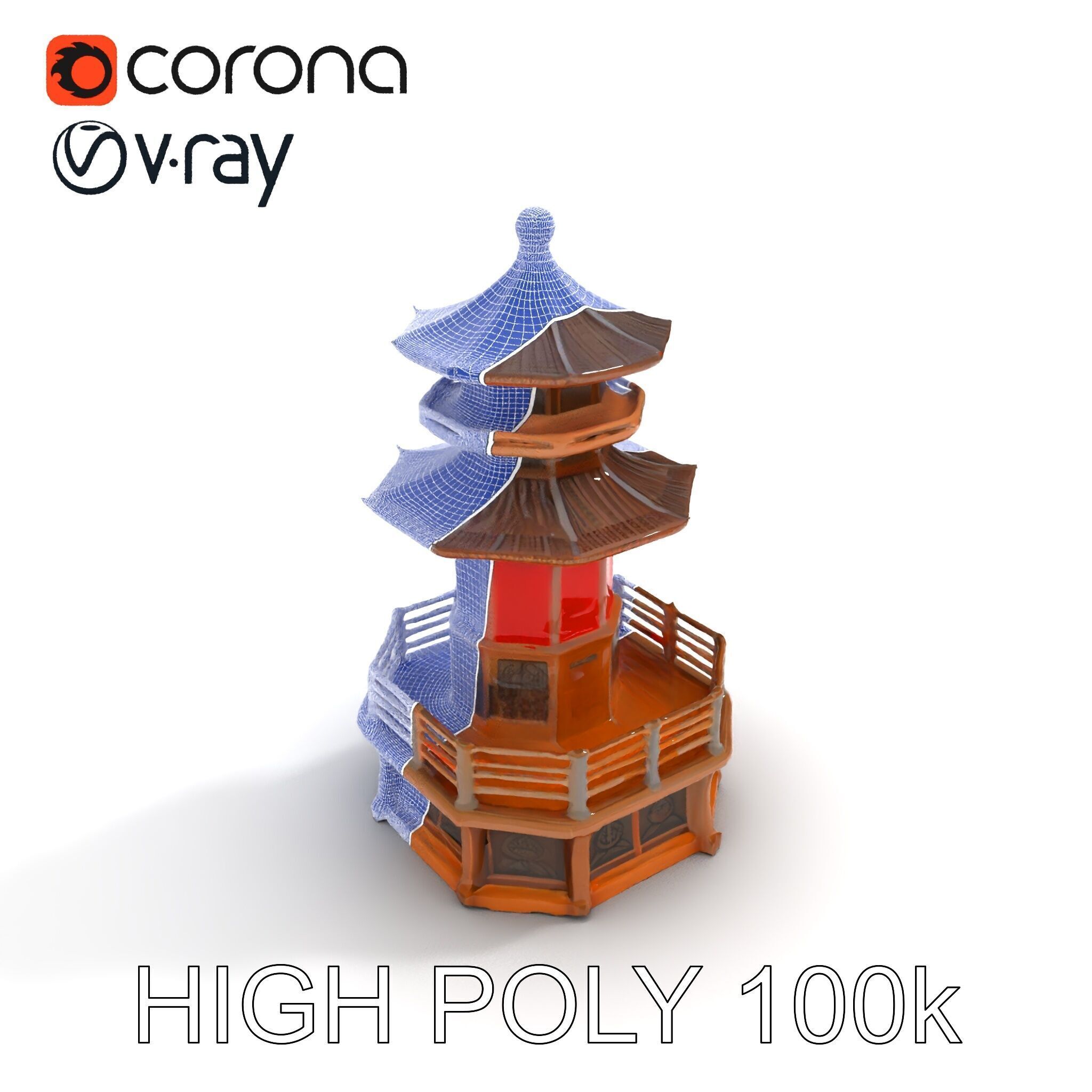 Traditional Pagoda Model Pack for Architectural Visualization Low-poly 3D model_12