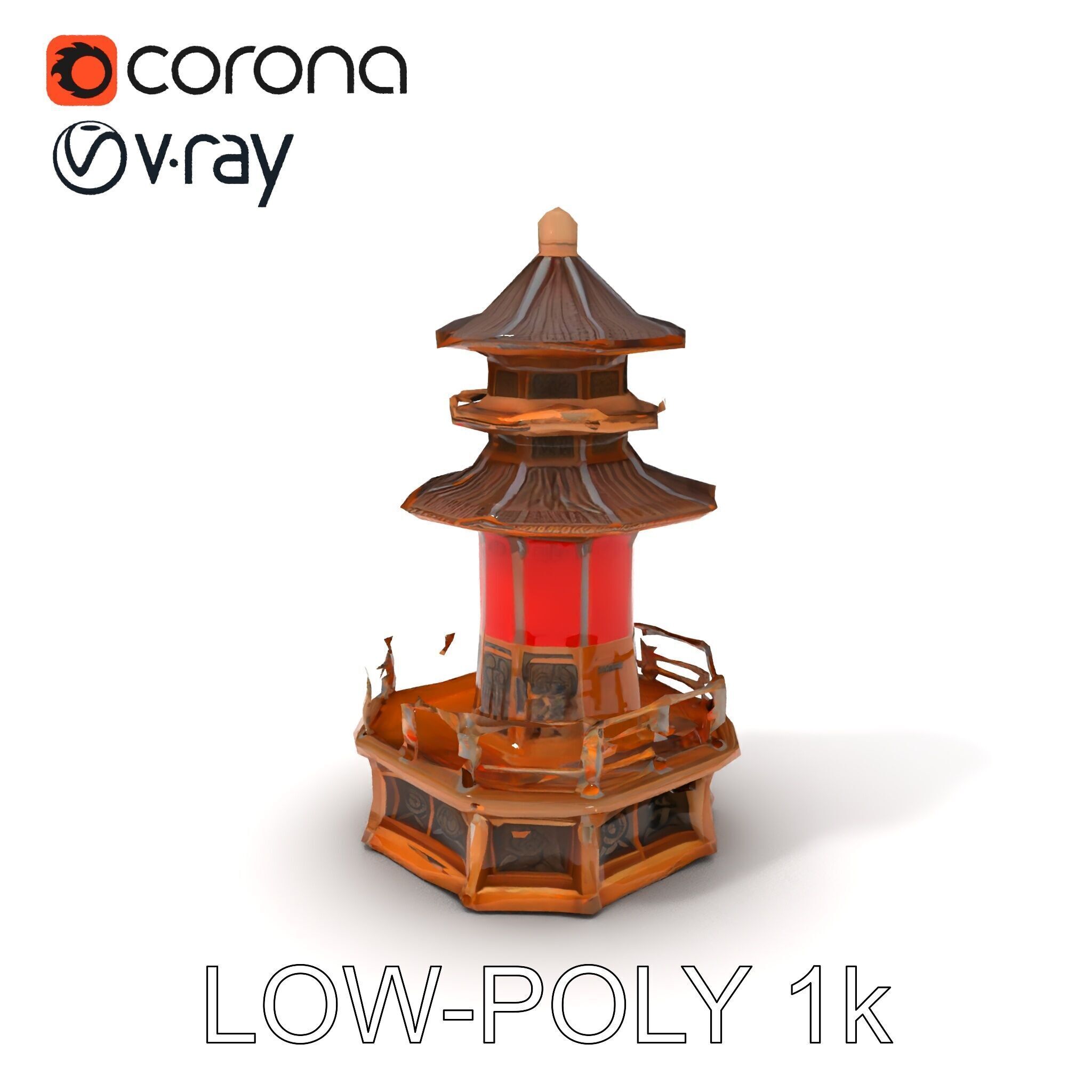 Traditional Pagoda Model Pack for Architectural Visualization Low-poly 3D model_14