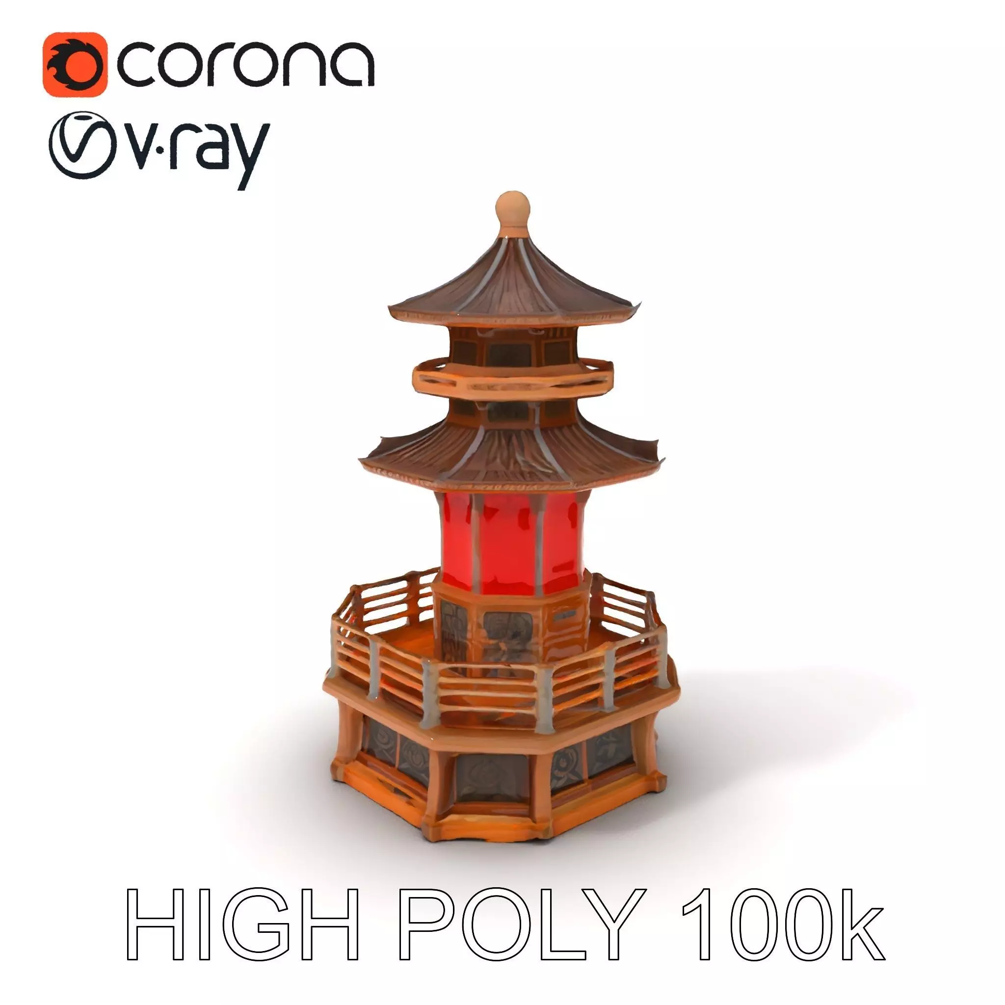 Traditional Pagoda Model Pack for Architectural Visualization Low-poly 3D model_0