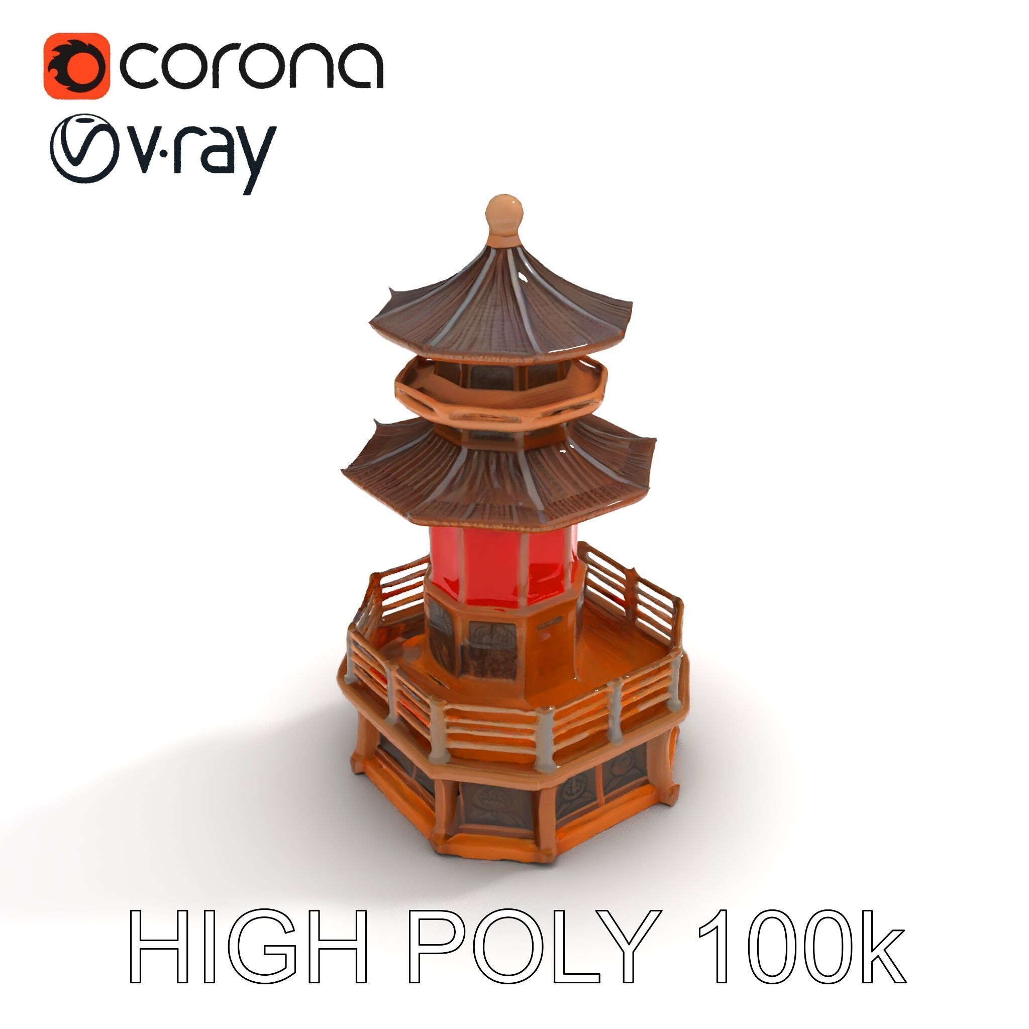 Traditional Pagoda Model Pack for Architectural Visualization Low-poly 3D model_15