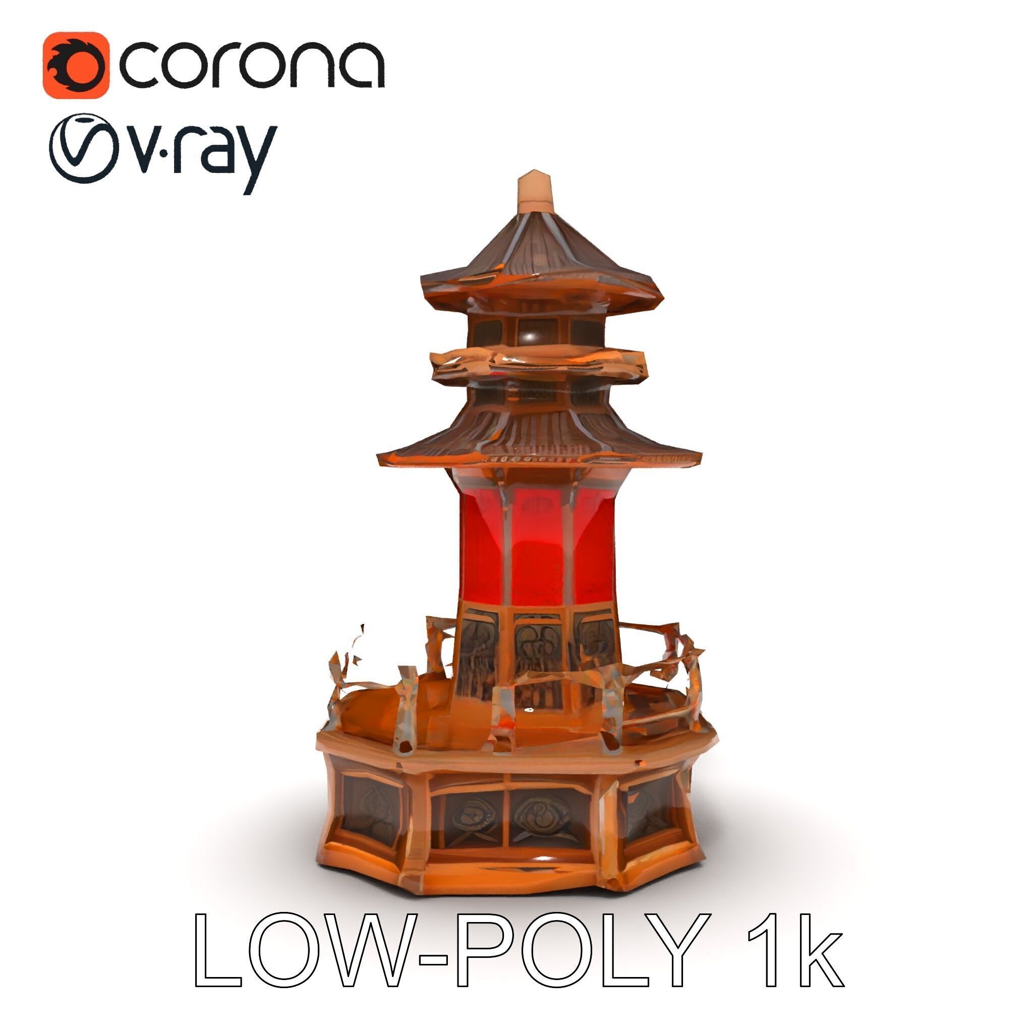 Traditional Pagoda Model Pack for Architectural Visualization Low-poly 3D model_20
