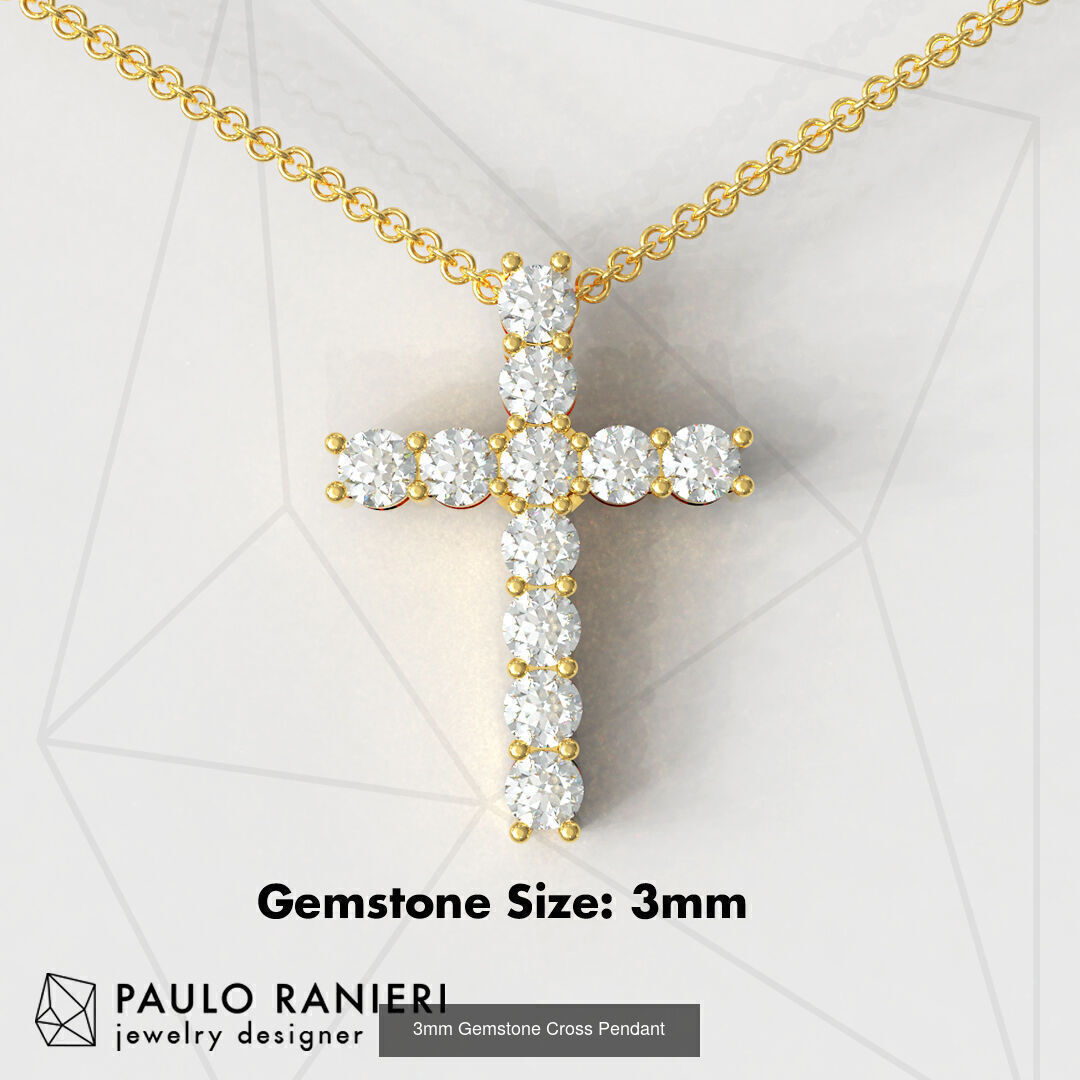 Gemstone or Diamond Crosses - 3 Sizes 3D Model Collection_2