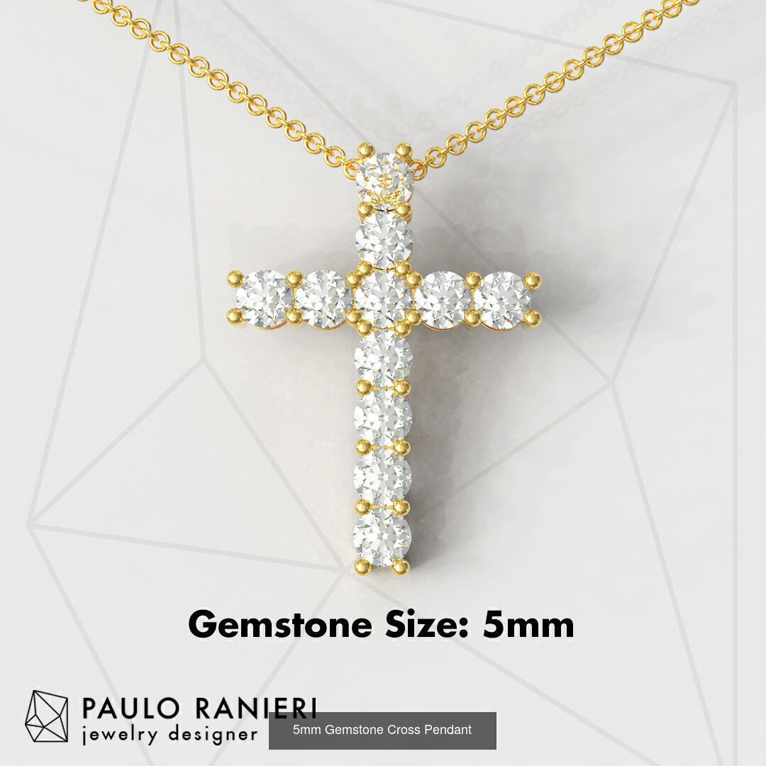 Gemstone or Diamond Crosses - 3 Sizes 3D Model Collection_4