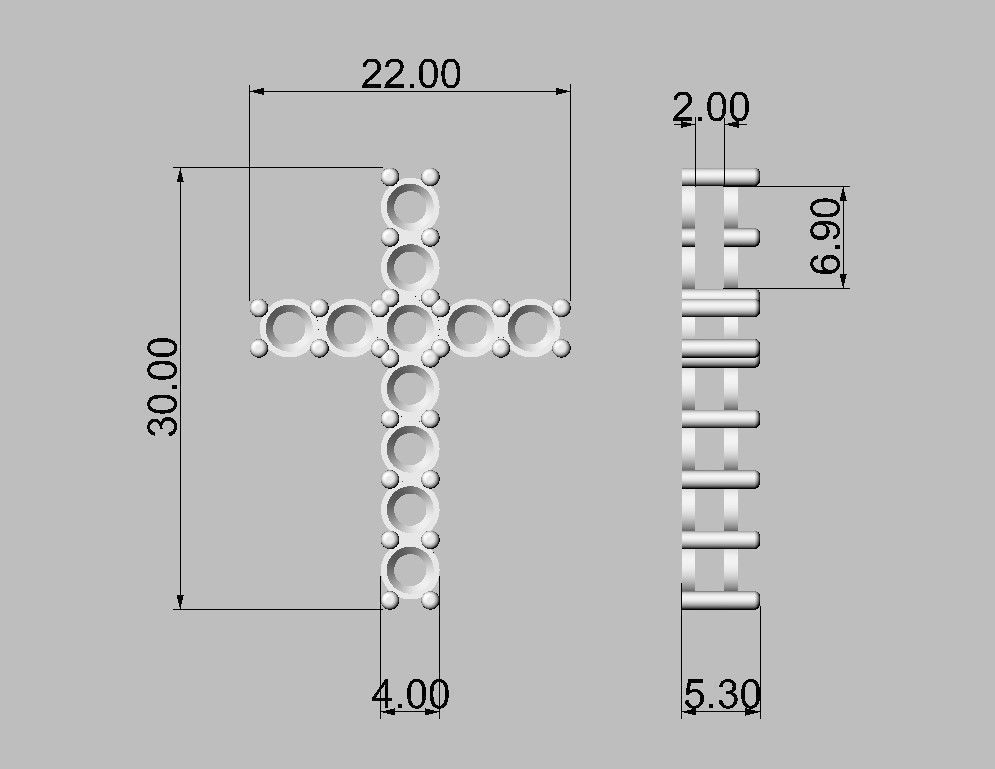 Gemstone or Diamond Crosses - 3 Sizes 3D Model Collection_12