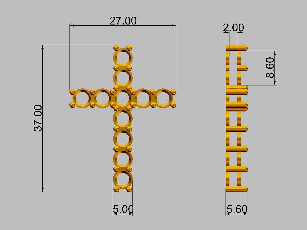 Gemstone or Diamond Crosses - 3 Sizes 3D Model Collection_18