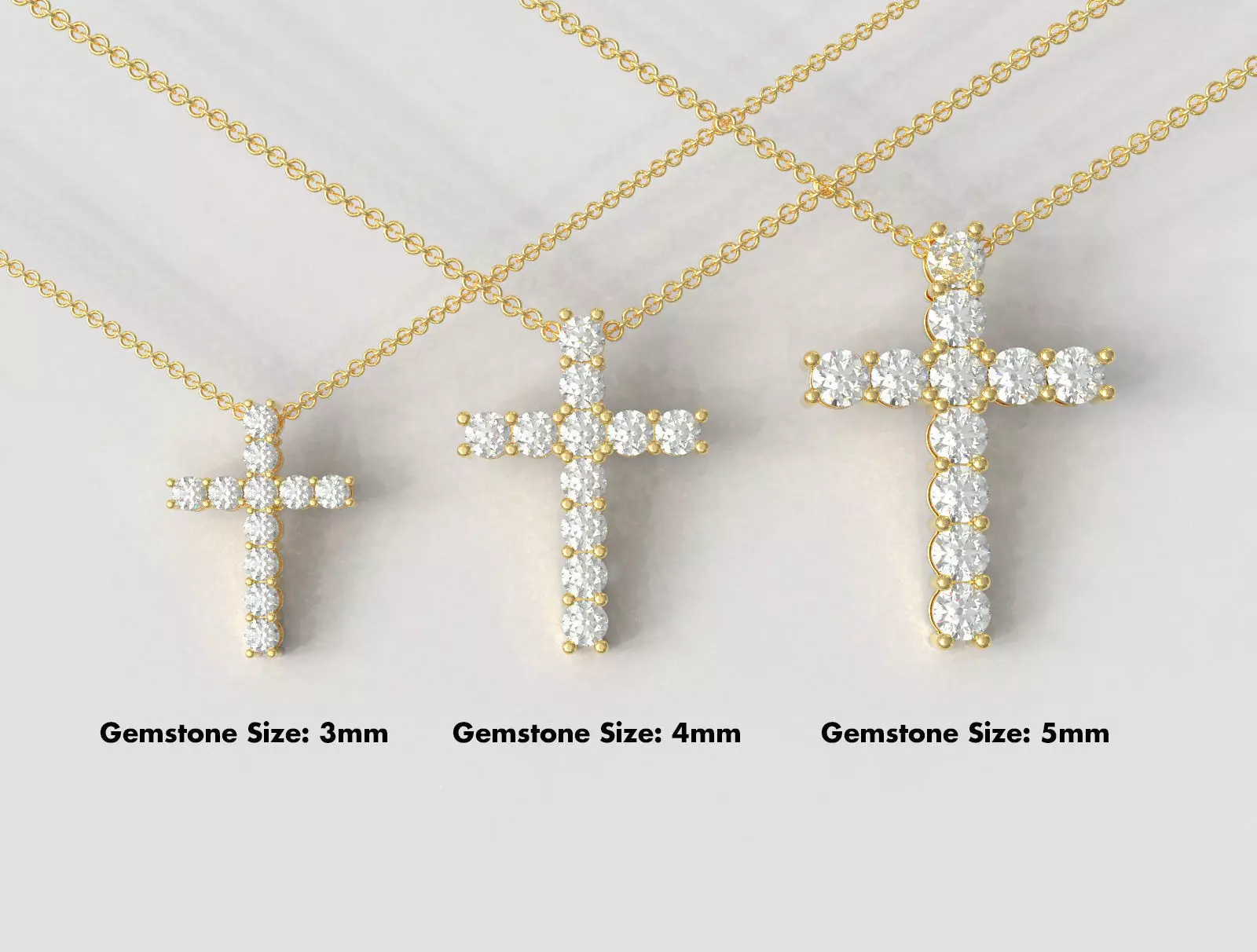 Gemstone or Diamond Crosses - 3 Sizes 3D Model Collection_0