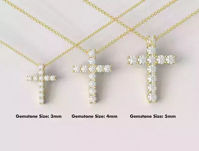 Gemstone or Diamond Crosses - 3 Sizes 3D Model Collection