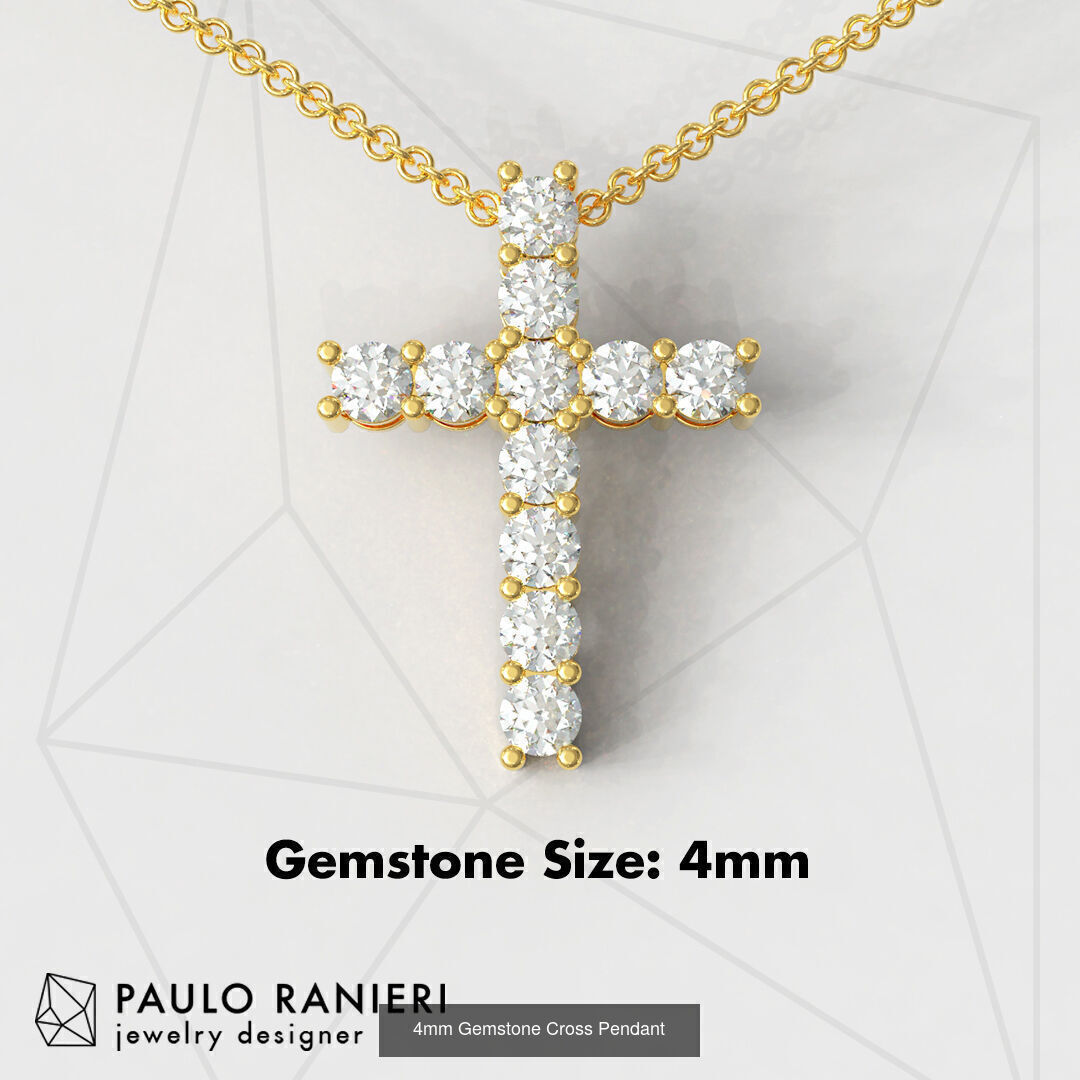 Gemstone or Diamond Crosses - 3 Sizes 3D Model Collection_3