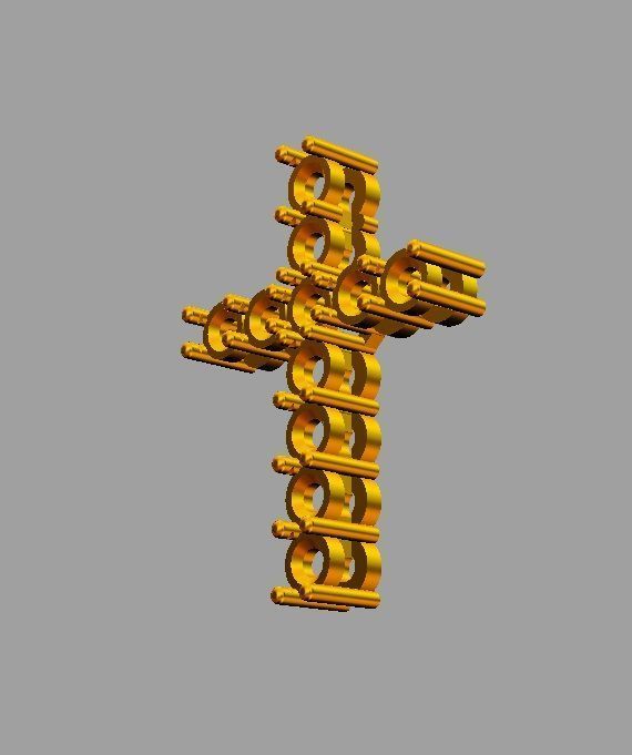Gemstone or Diamond Crosses - 3 Sizes 3D Model Collection_7